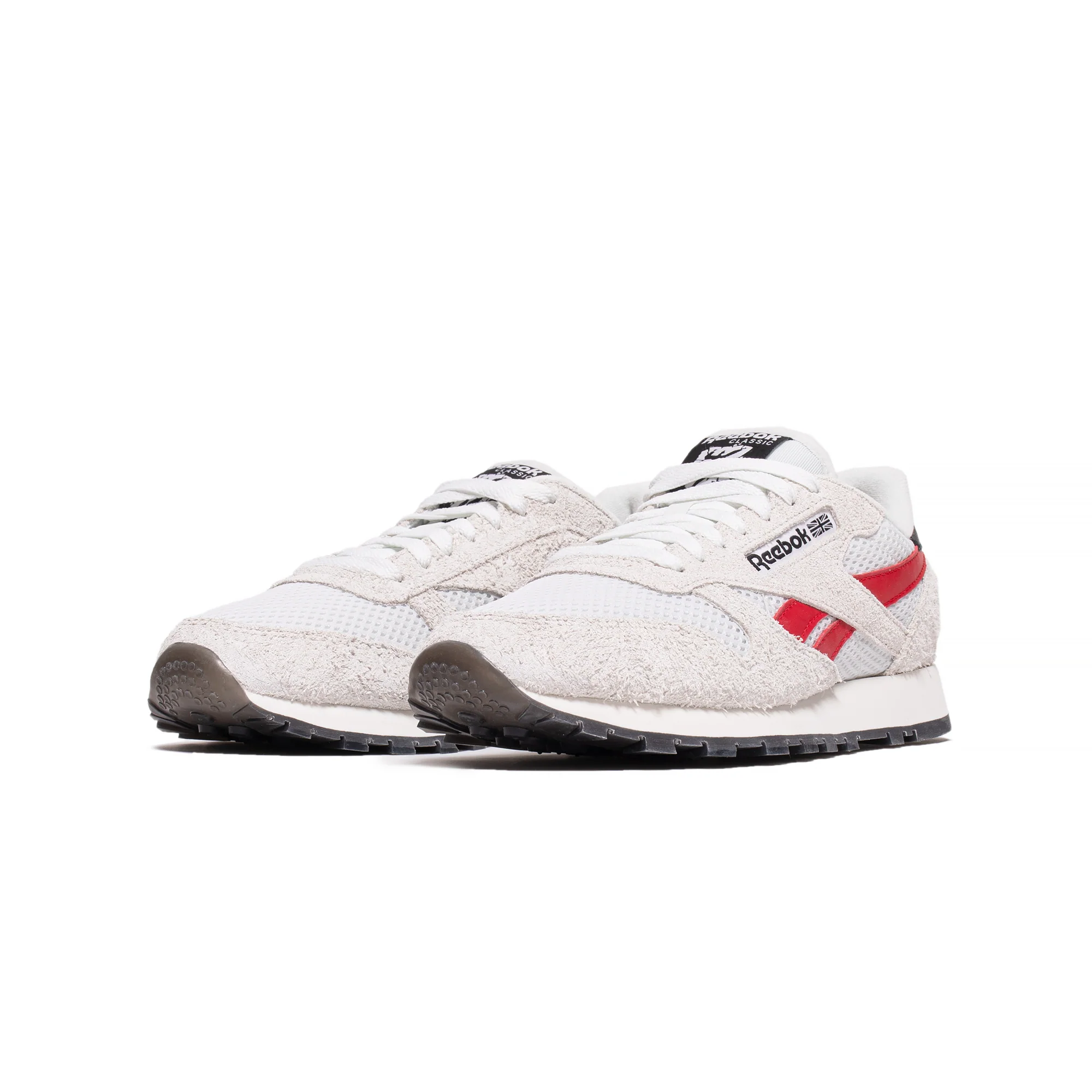 Reebok Mens CL Leather Shoes 'Pure Grey 1/Vector Red/Gold Met' - Image 2