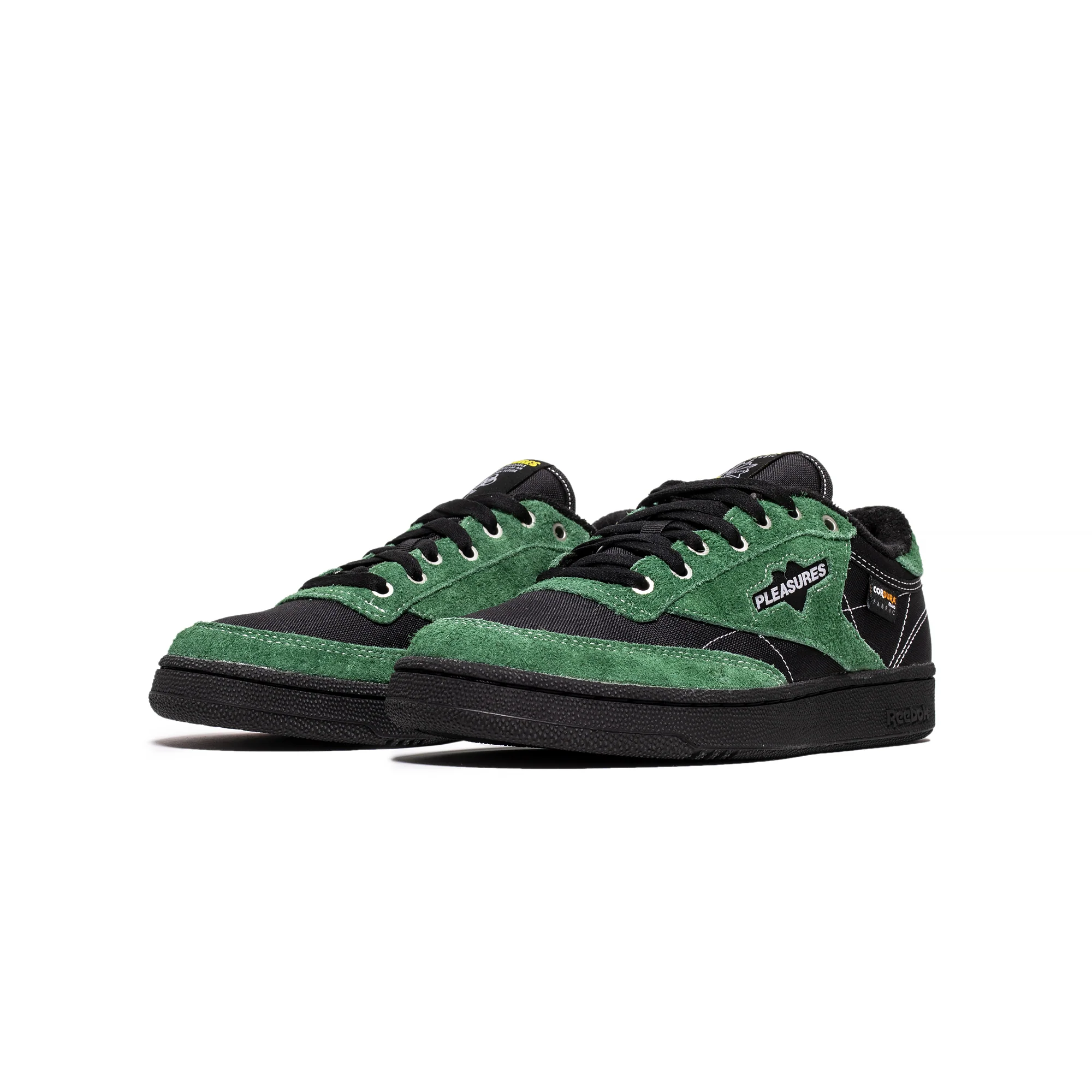 Reebok x Pleasures Mens Club C 85 Shoes 'Blk/Pine Green' - Image 2