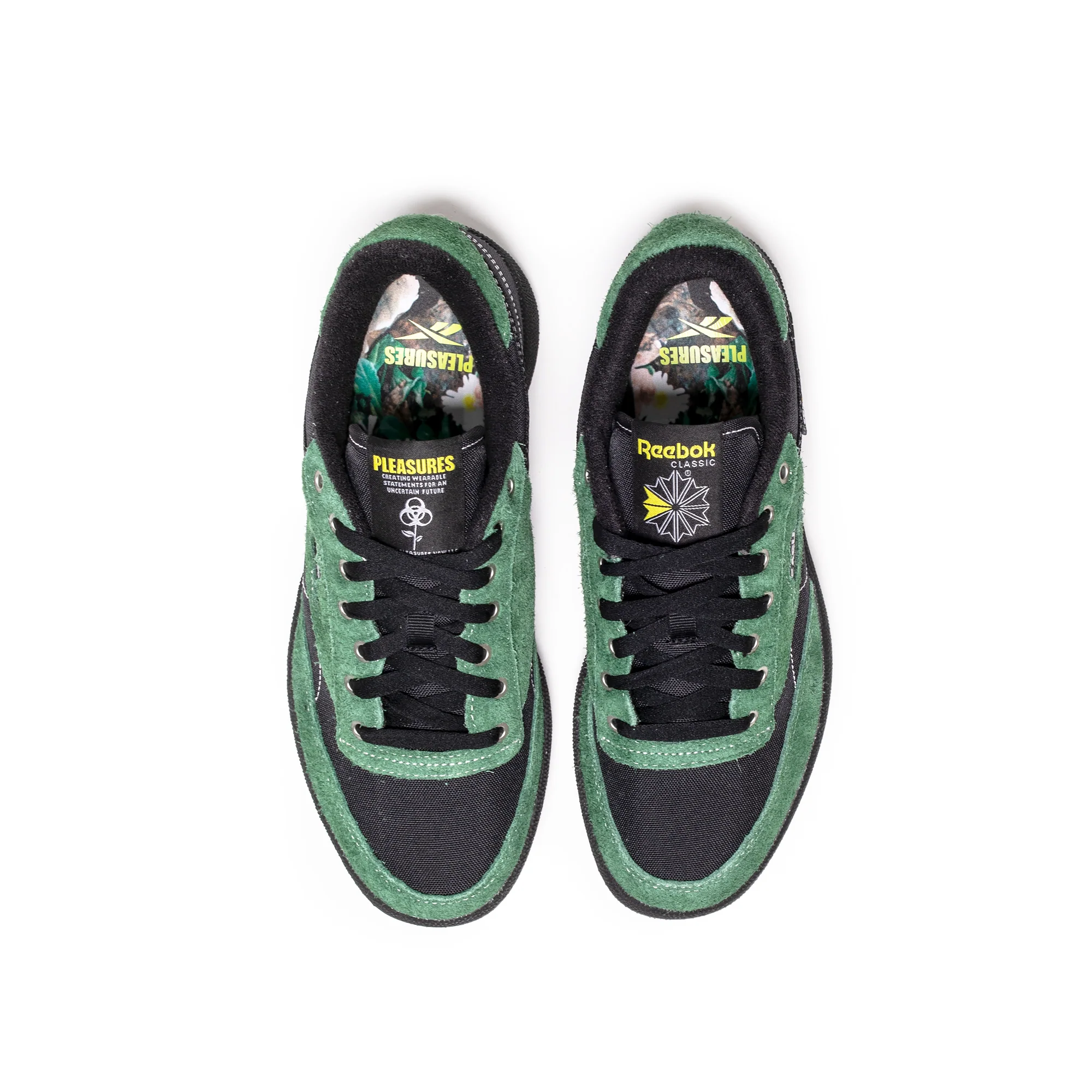 Reebok x Pleasures Mens Club C 85 Shoes 'Blk/Pine Green' - Image 4