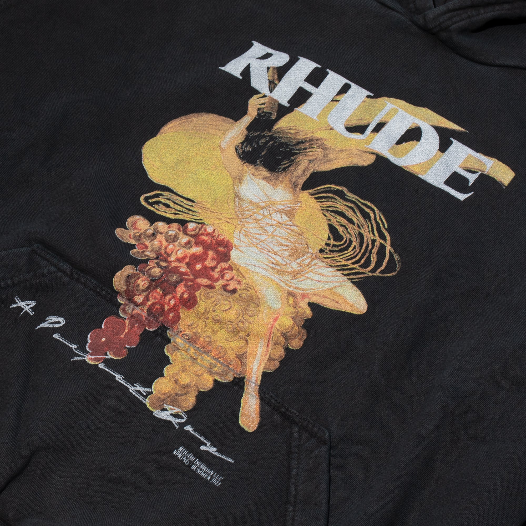 Rhude Mens A Perfect Day Hoodie 'Black' - Image 2