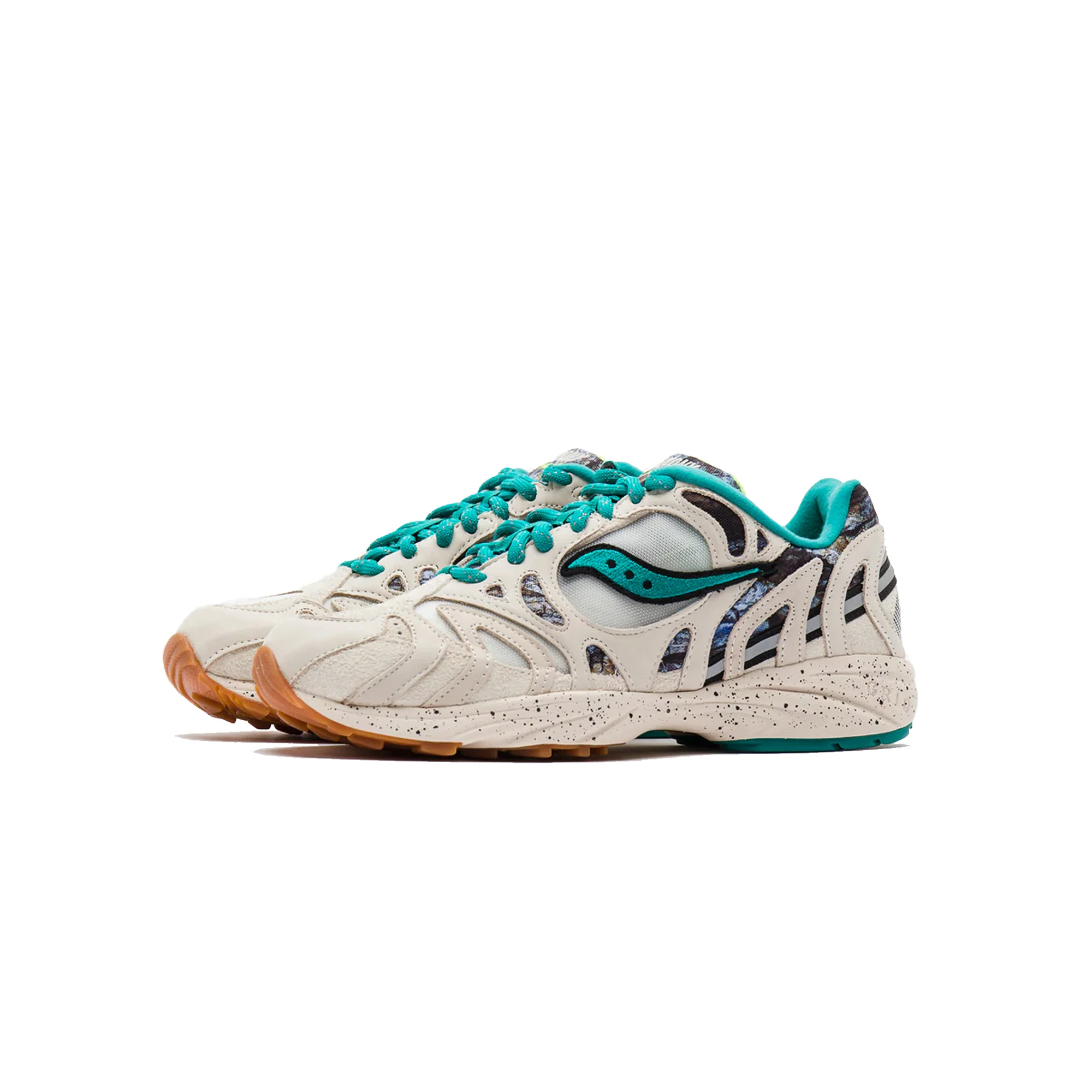 Saucony Mens Grid Azura Shoes Creme/Blue - Image 2