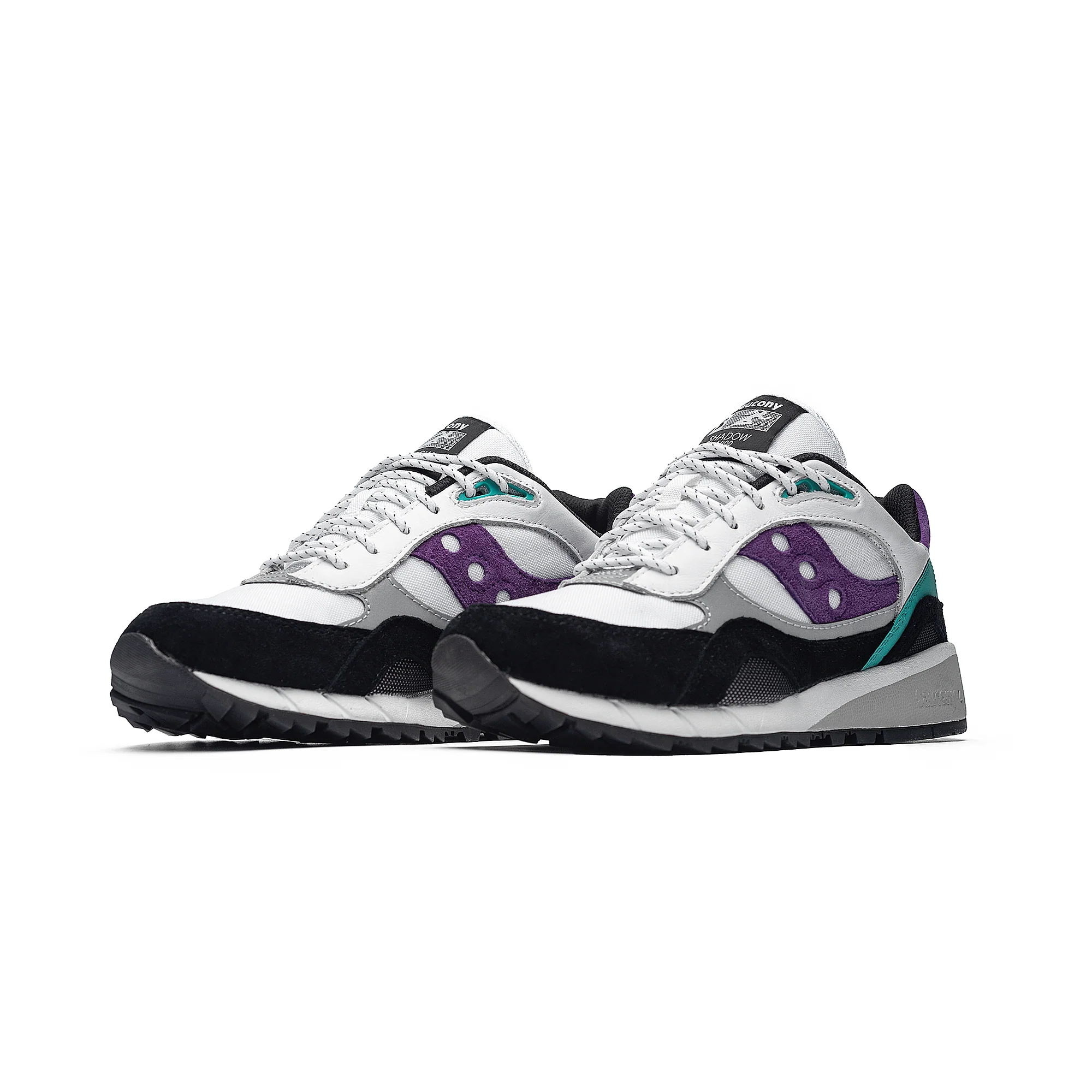 Saucony Mens Shadow 6000 Shoes 'White/Teal/Purple' - Image 2