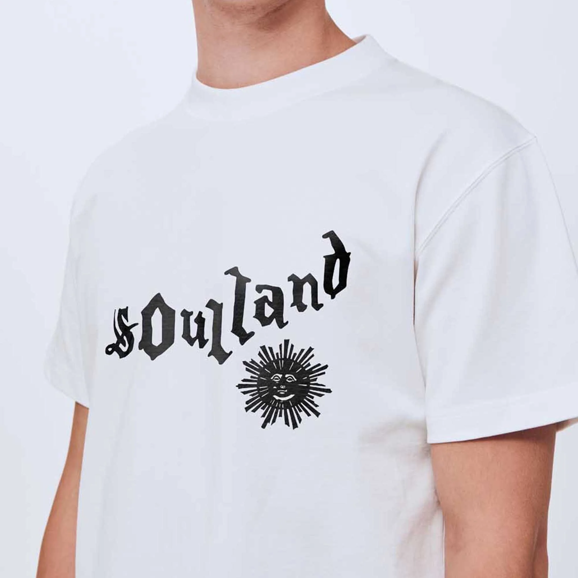 Soulland Mens Gothic Logo T-Shirt 'White' - Image 4