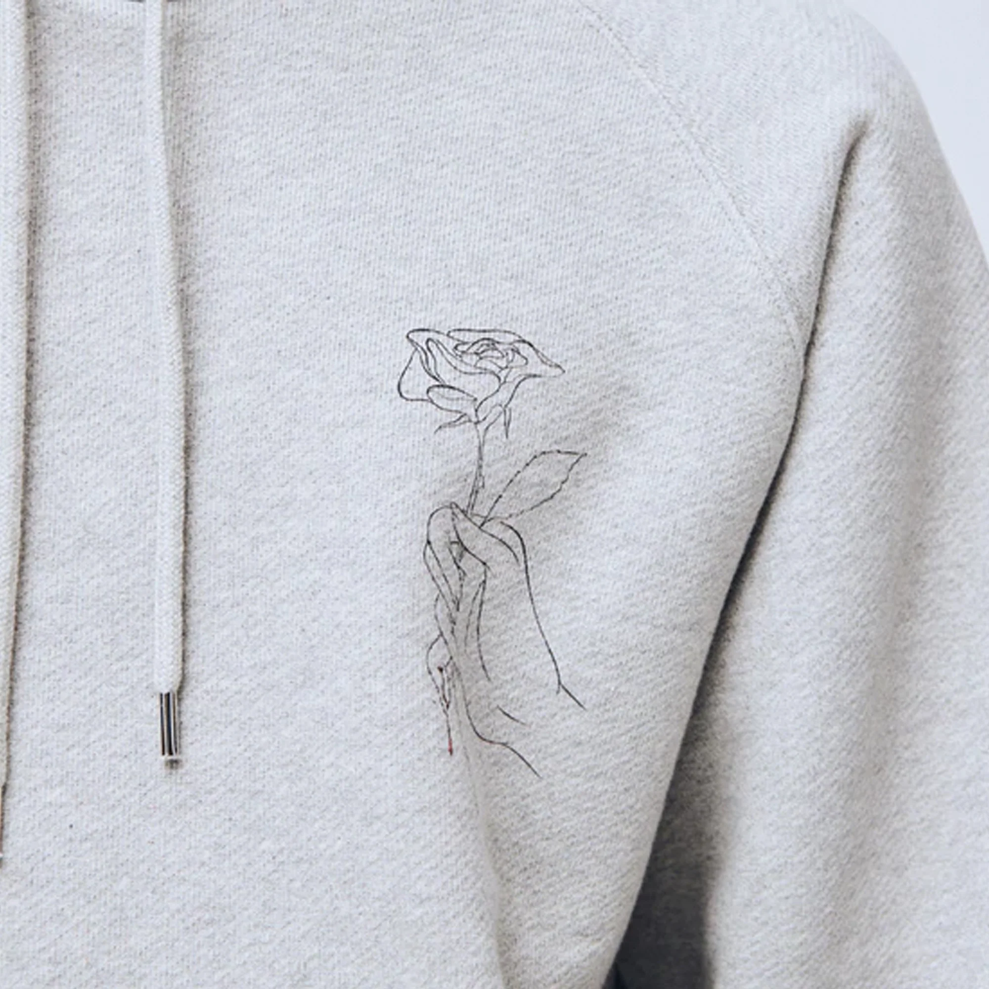 Soulland Mens Rose Hand Hoodie 'Grey Melange' - Image 3