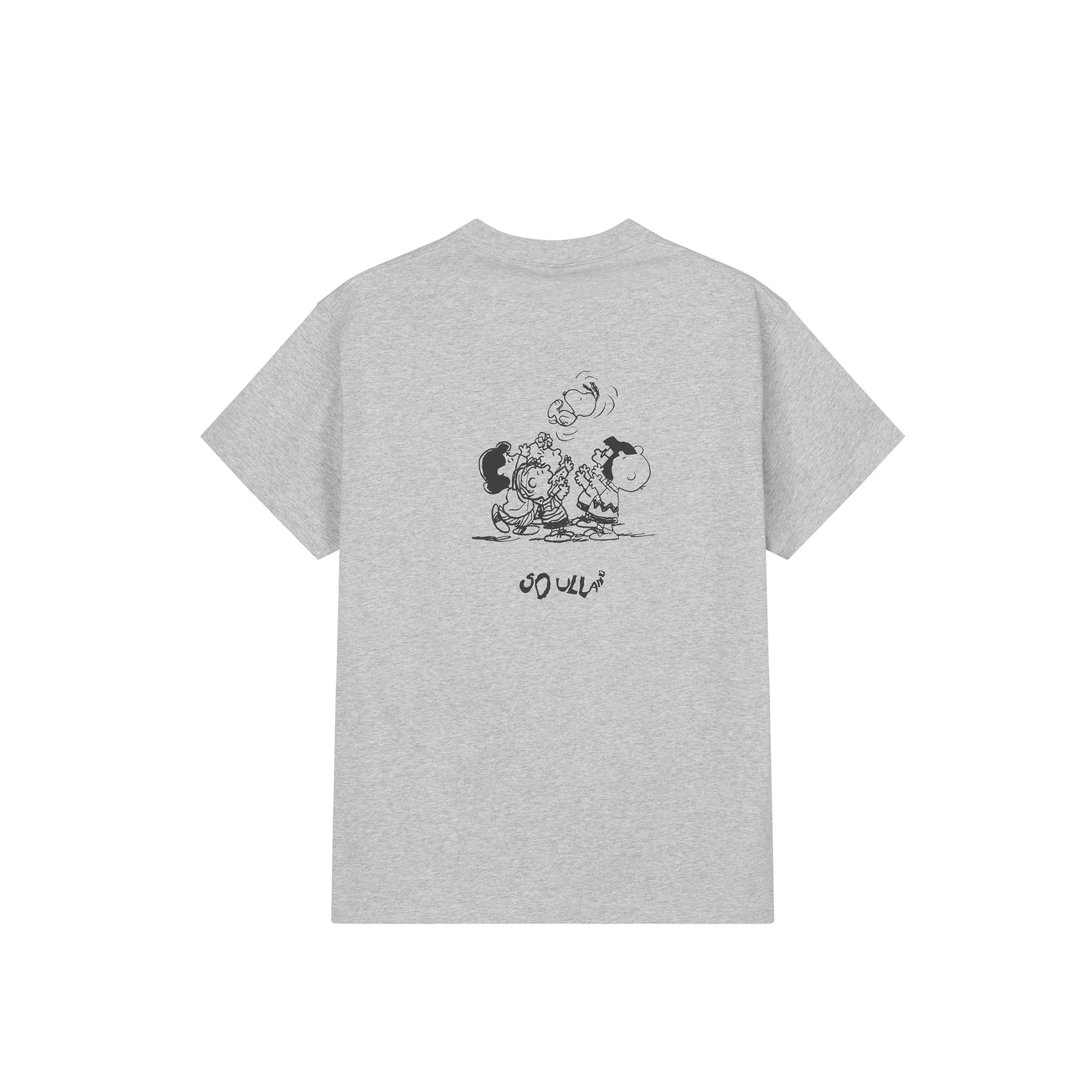 Soulland x Peanuts Mens Snoopy Dance T-Shirt 'Grey Melange' - Image 2