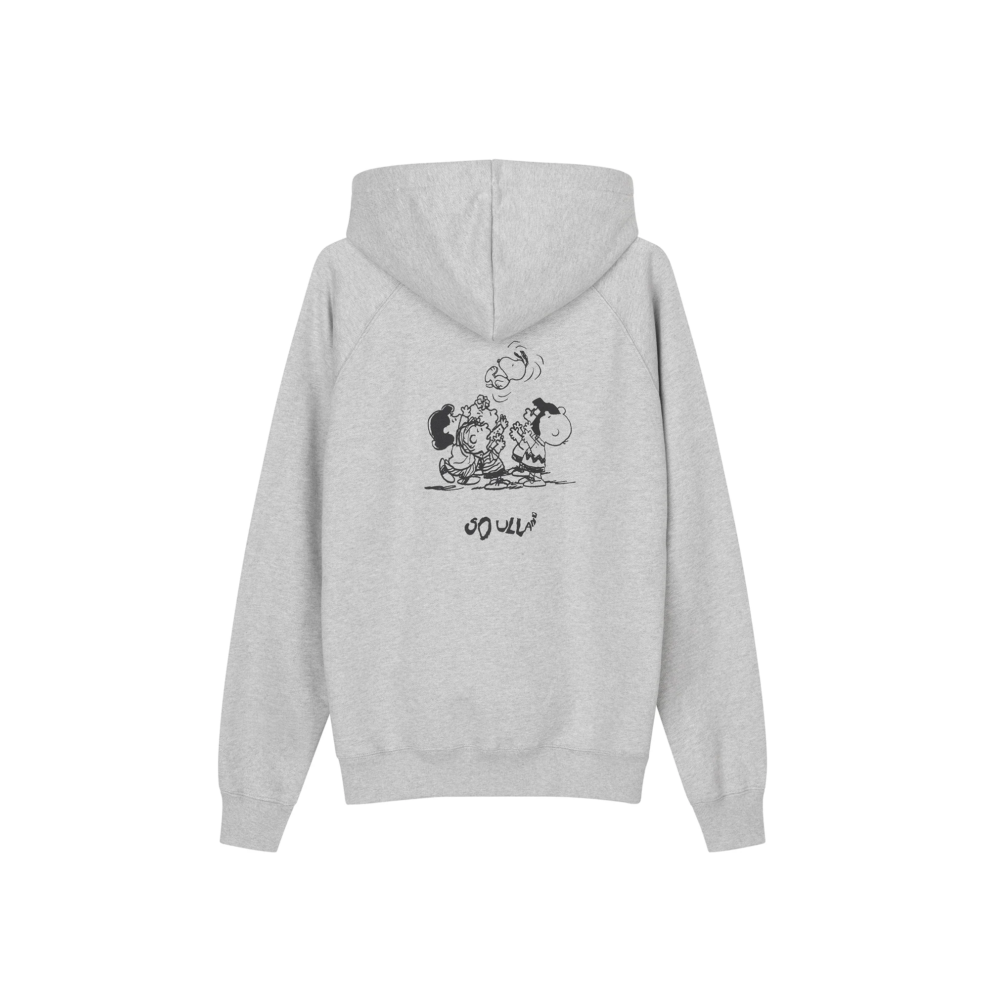 Soulland x Peanuts Mens Snoopy Dance Hoodie 'Grey Melange' - Image 2
