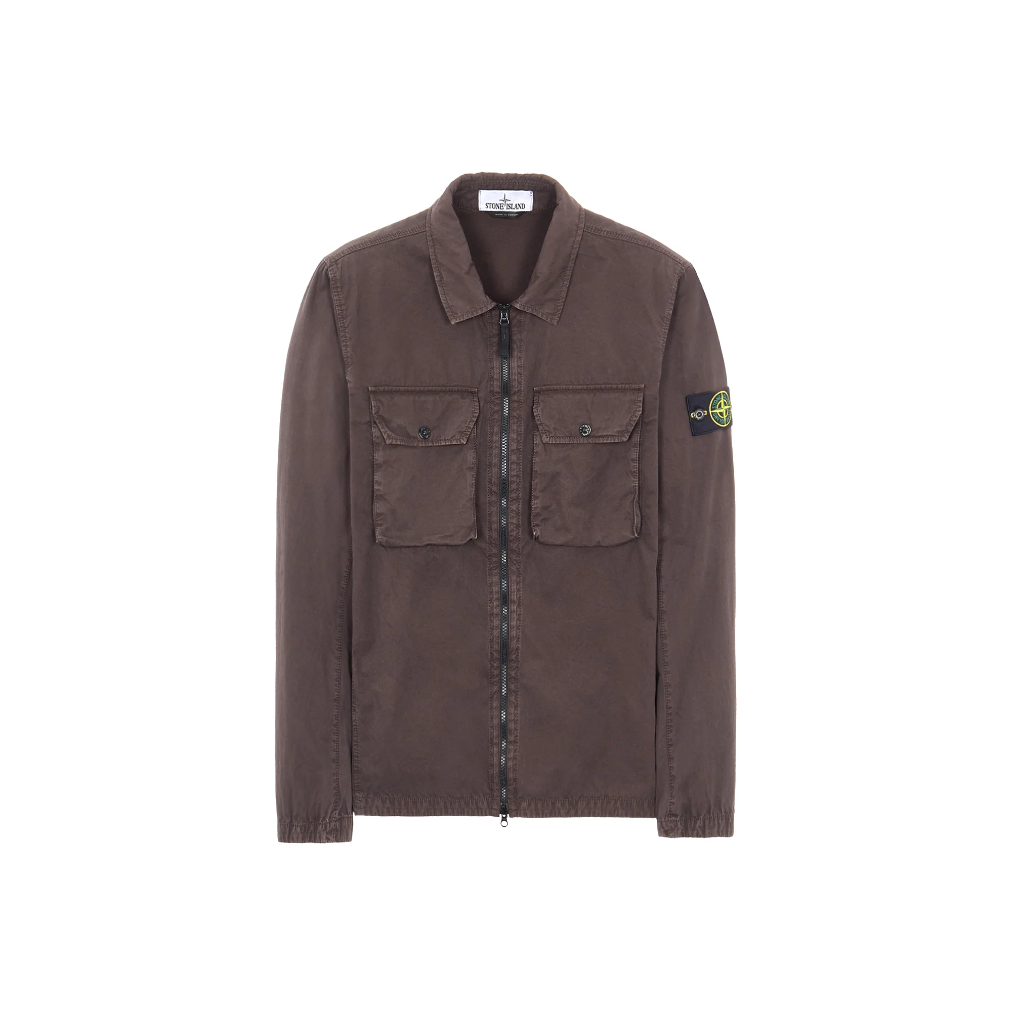 Stone Island Mens Brushed Cotton Overshirt 'Brown'
