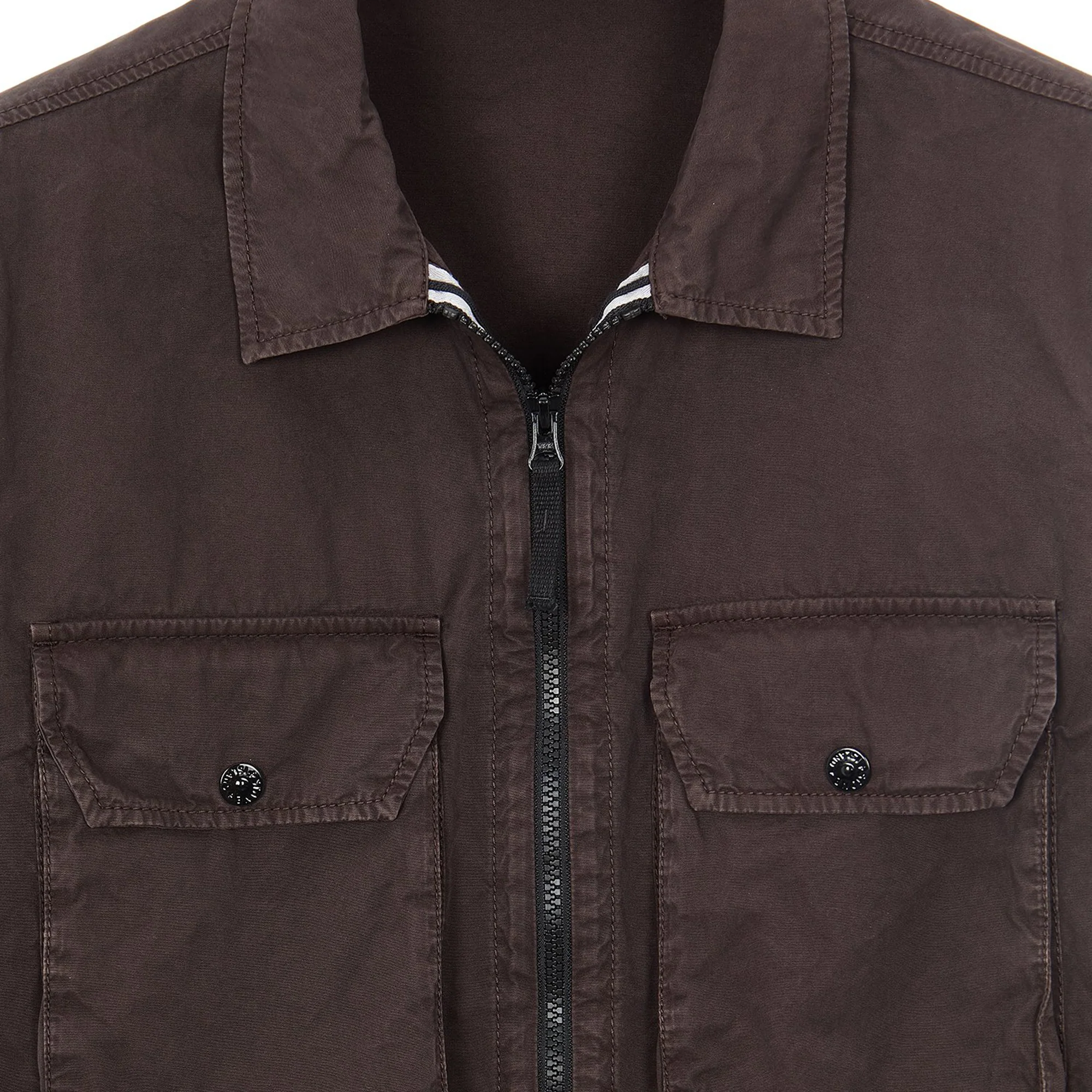 Stone Island Mens Brushed Cotton Overshirt 'Brown' - Image 3