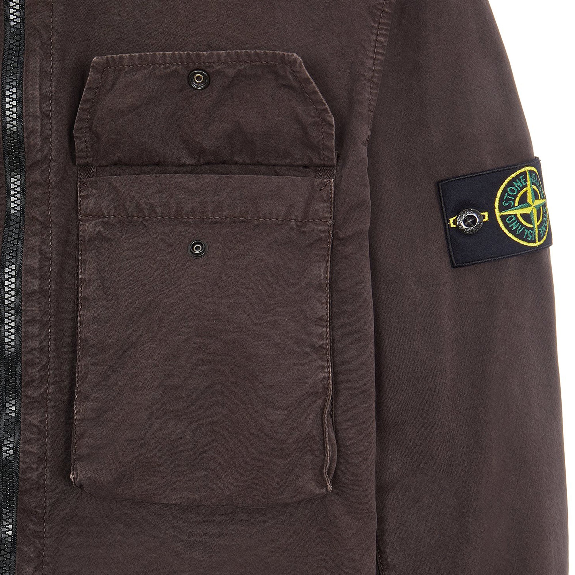 Stone Island Mens Brushed Cotton Overshirt 'Brown' - Image 4