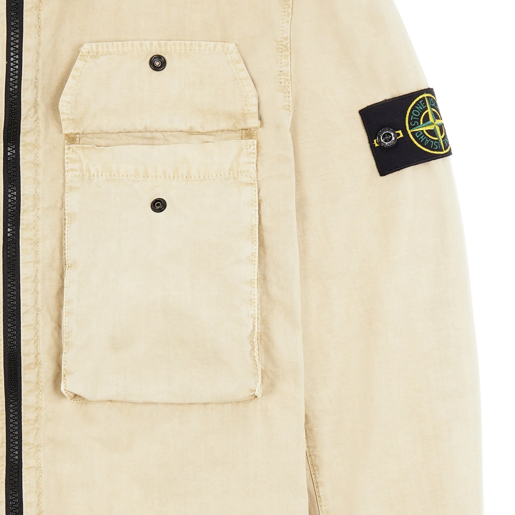 Stone Island Mens Brushed Cotton Overshirt 'Beige' - Image 4