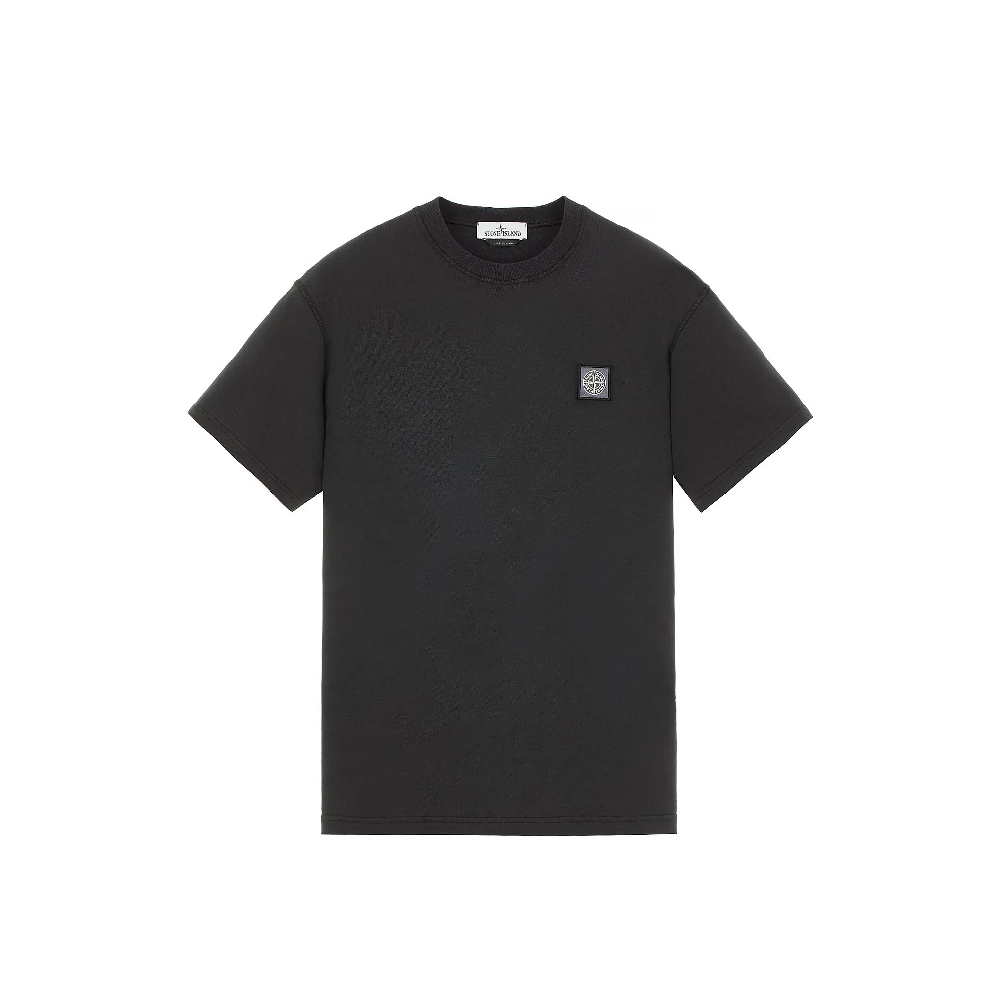 Stone Island Mens Fissato Dyed Patch Logo Tee Black