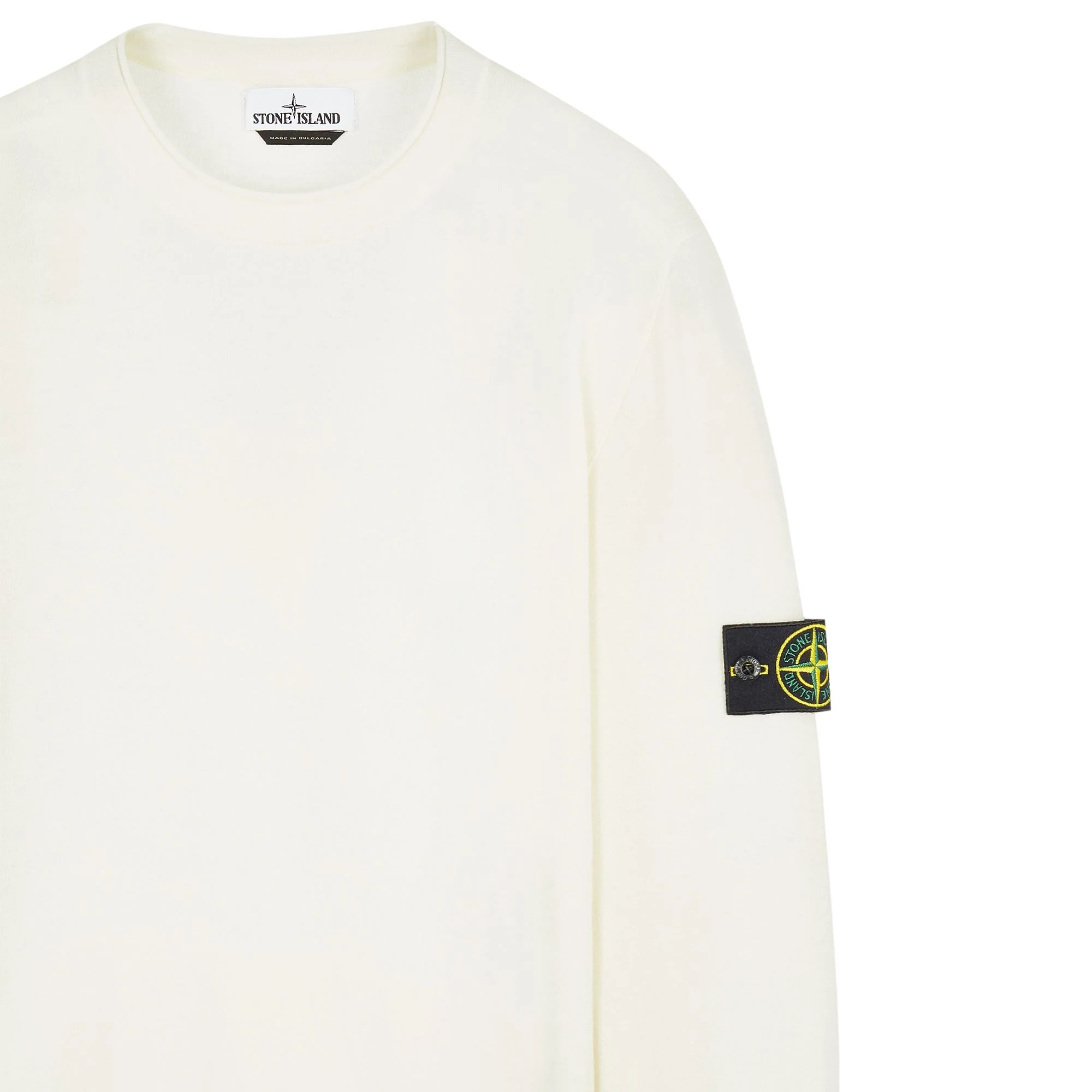 Stone Island Mens Merino Wool Crewneck Sweater Cream - Image 3