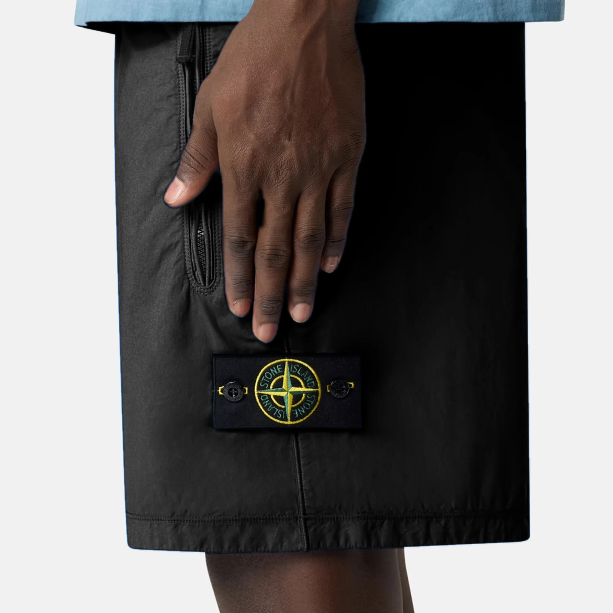Stone Island Mens Loose Fit Wide Leg Shorts - Image 2