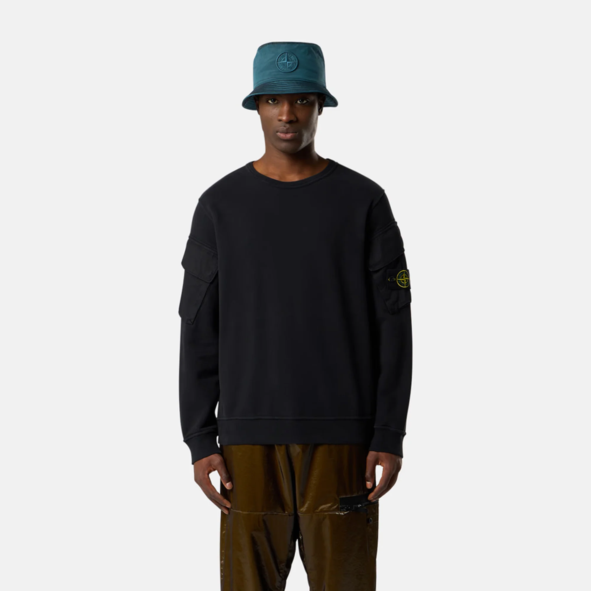 Stone Island Mens Brushed Organic Cotton Fleece Sweatshirt - Image 2