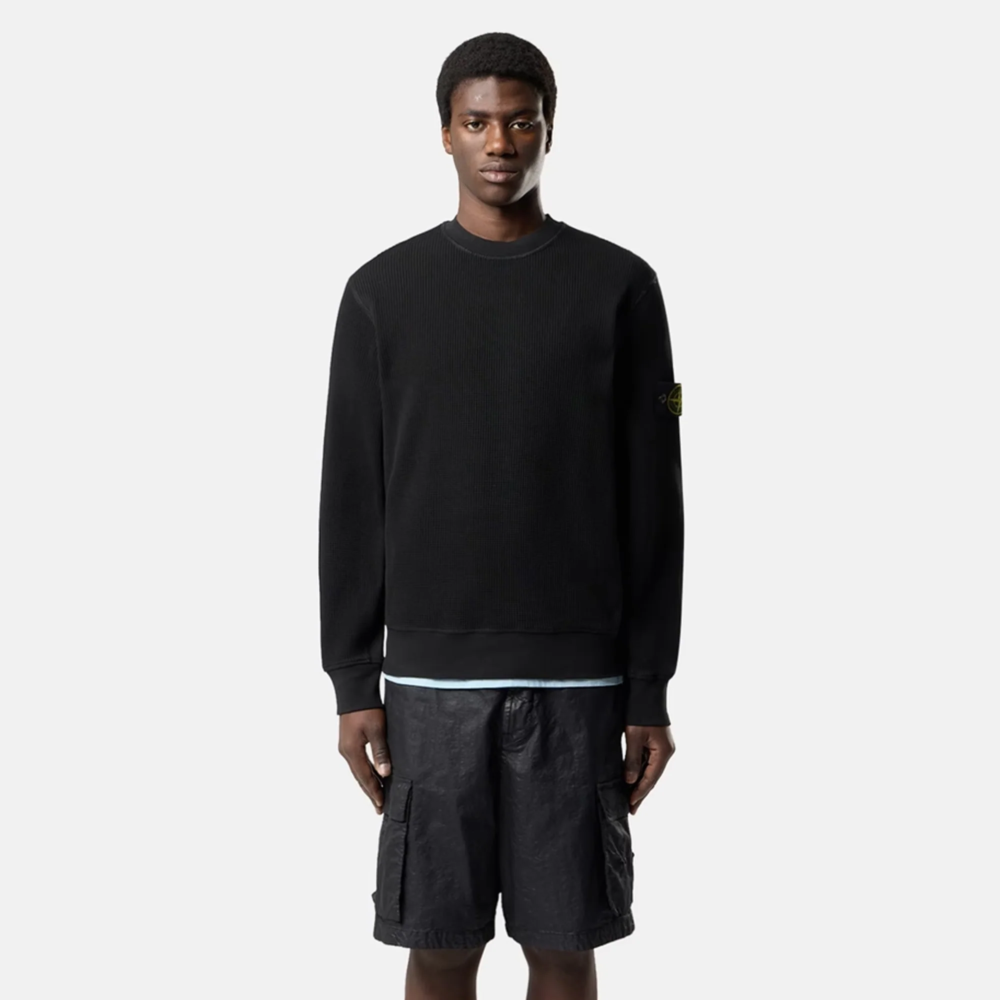 Stone Island Mens Organic Cotton Waffle Fleece Sweatshirt - Image 2