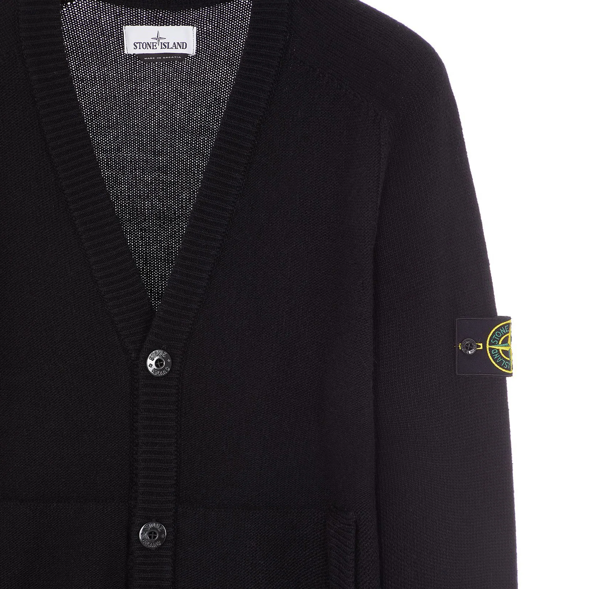 Stone Island Mens Wool Cardigan Black - Image 3