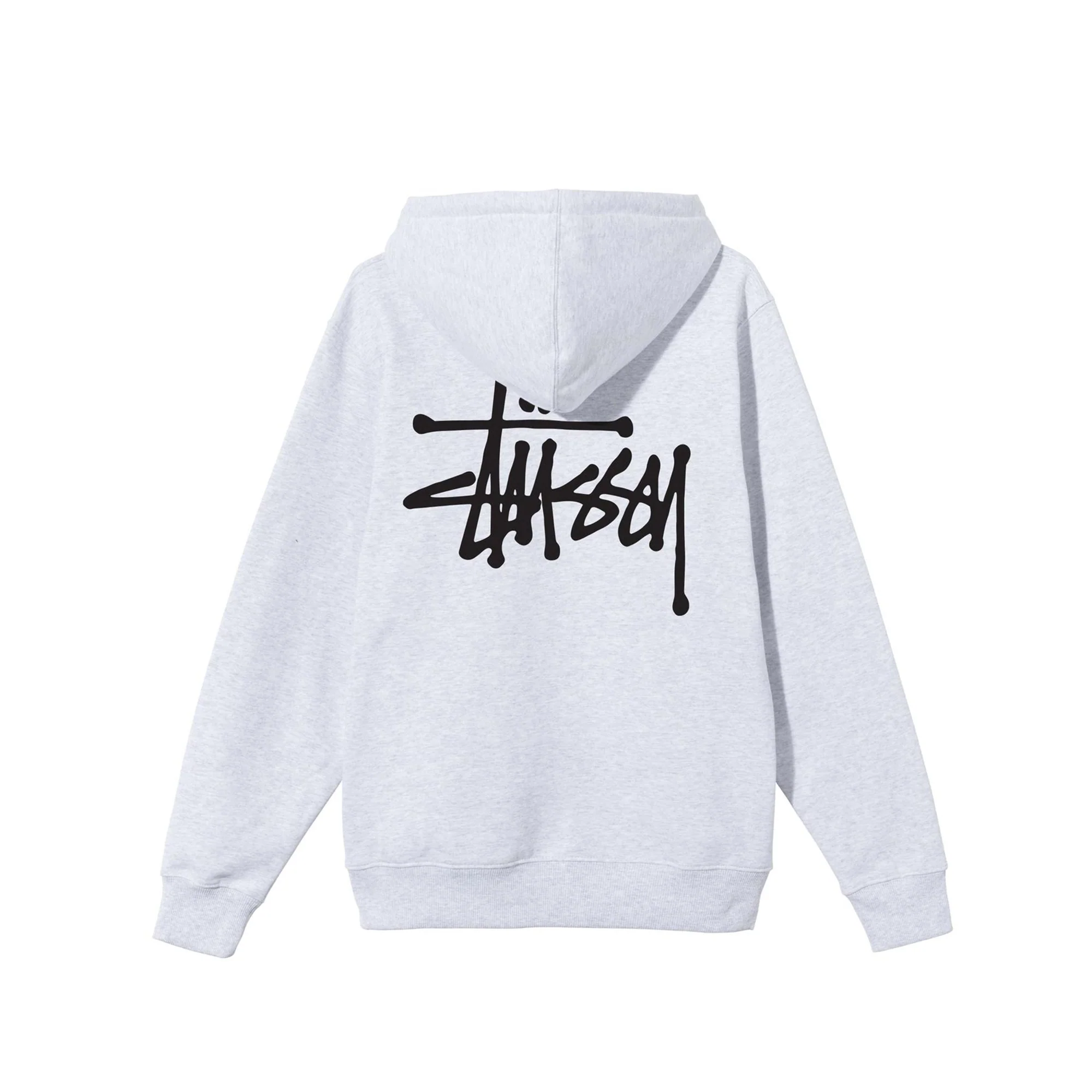 Stussy Mens Basicc Stussy Ash Heather Hoodie - Image 2