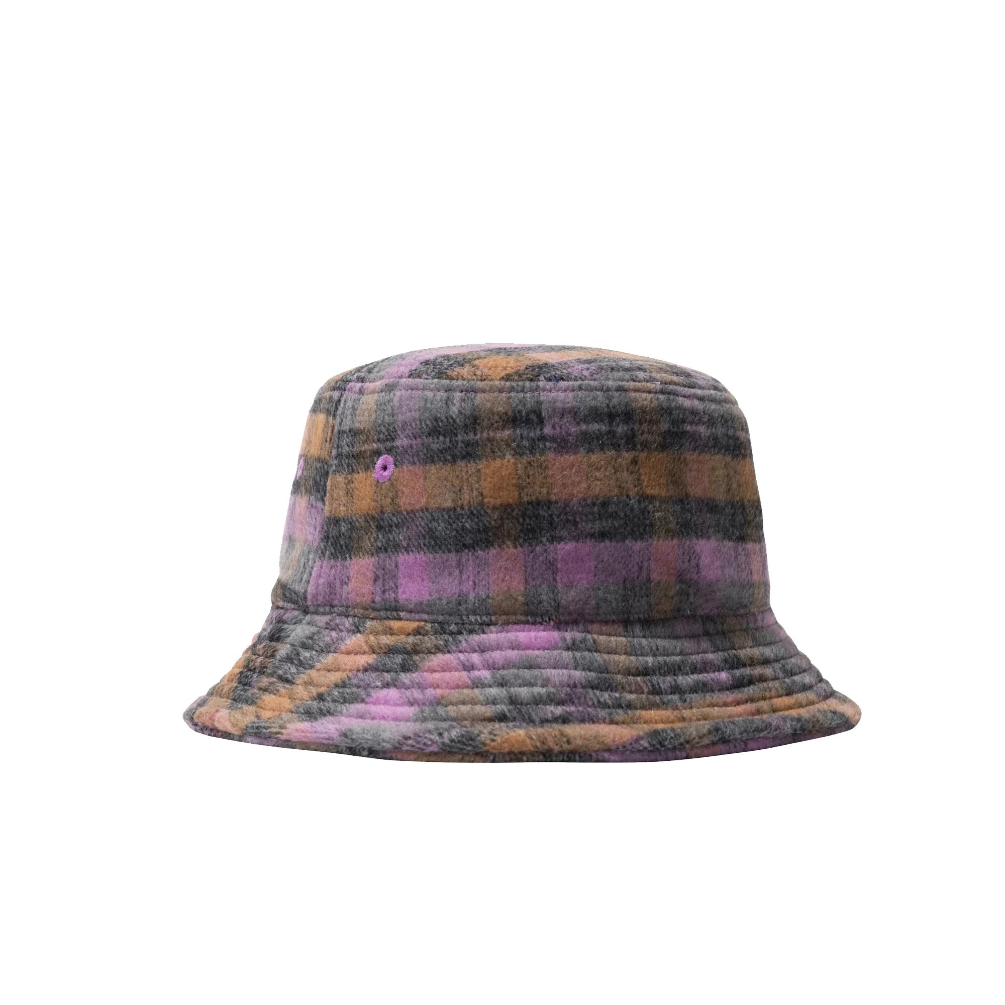 Stussy Mens Brushed Plaid Bucket Hat 'Purple' - Image 2