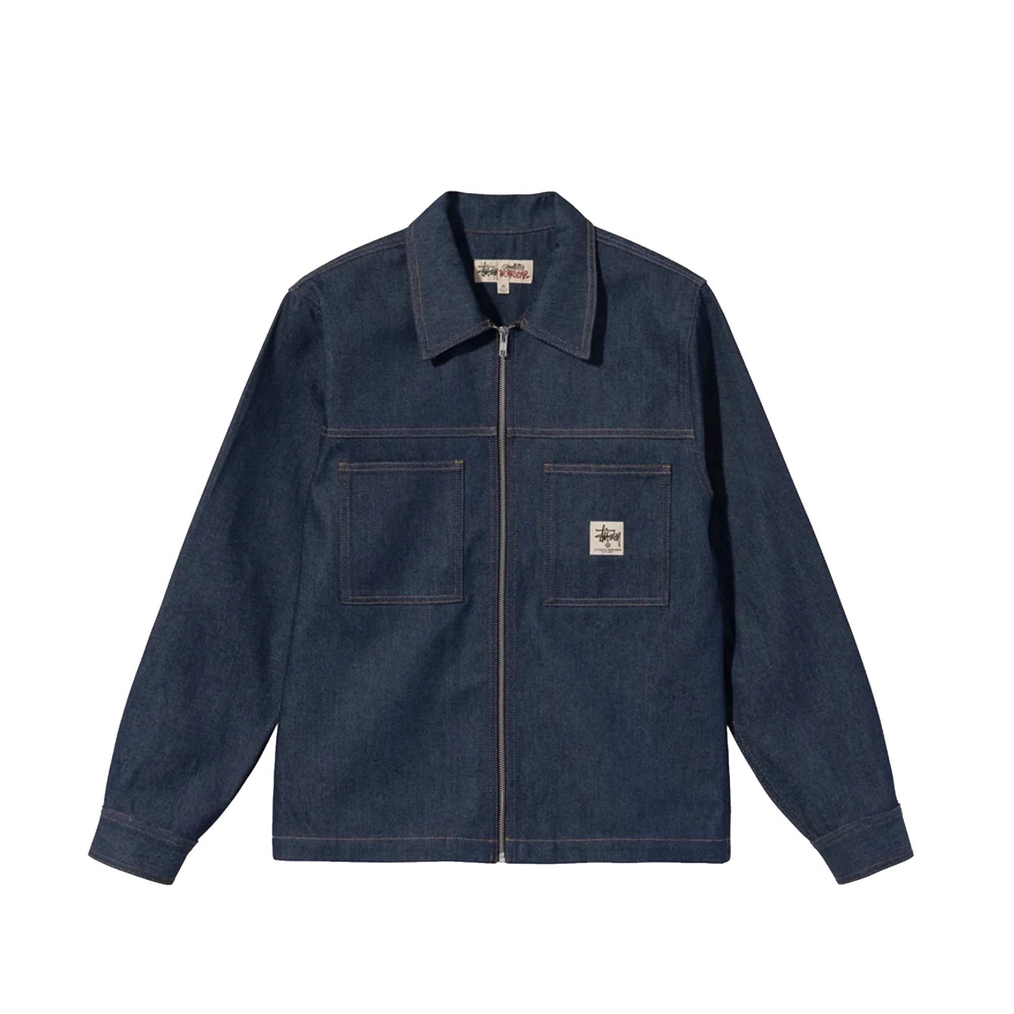 Stussy Mens Denim Zip Up Work Shirt 'Indigo'