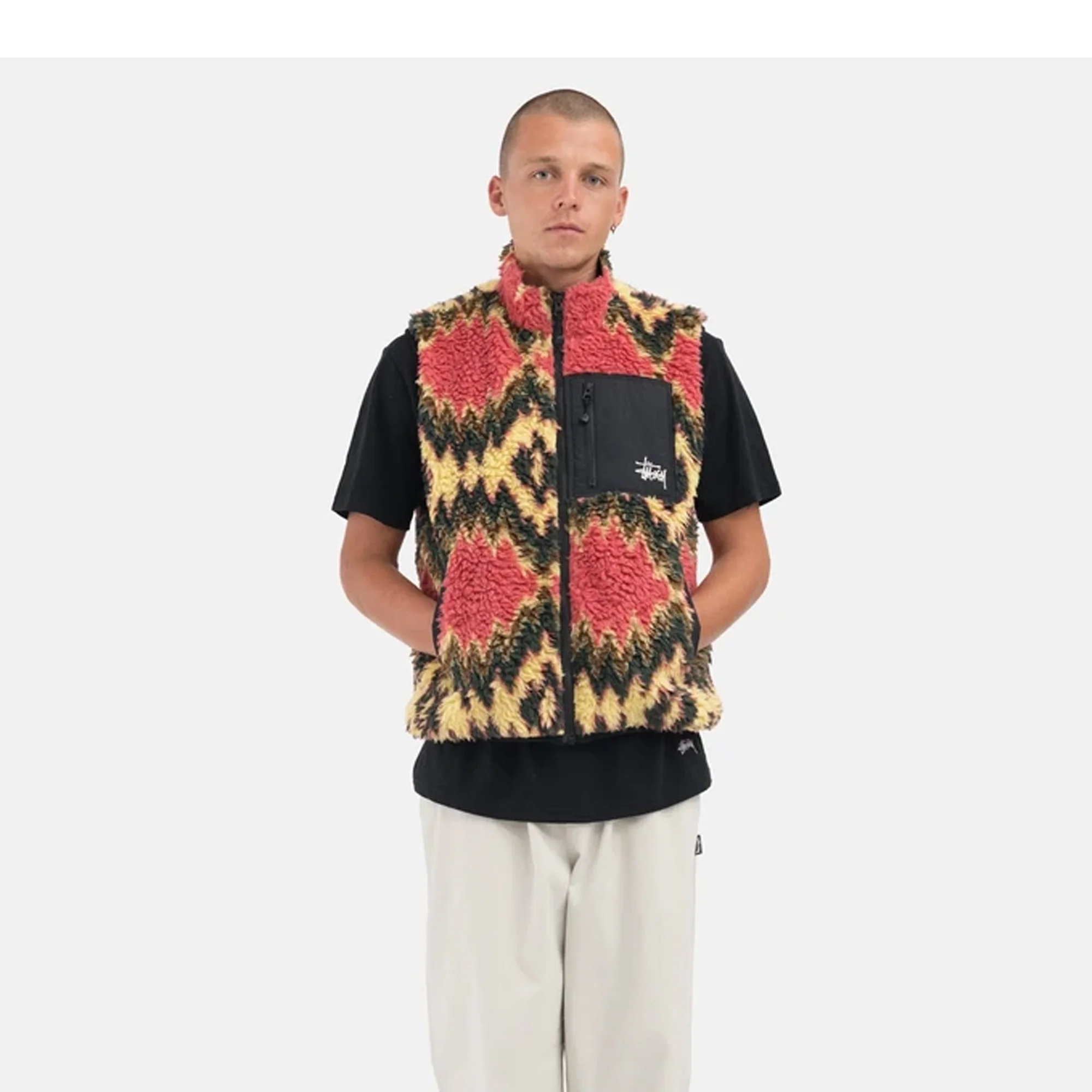 Stussy Mens Fillmore Sherpa Vest 'Mustard' - Image 3