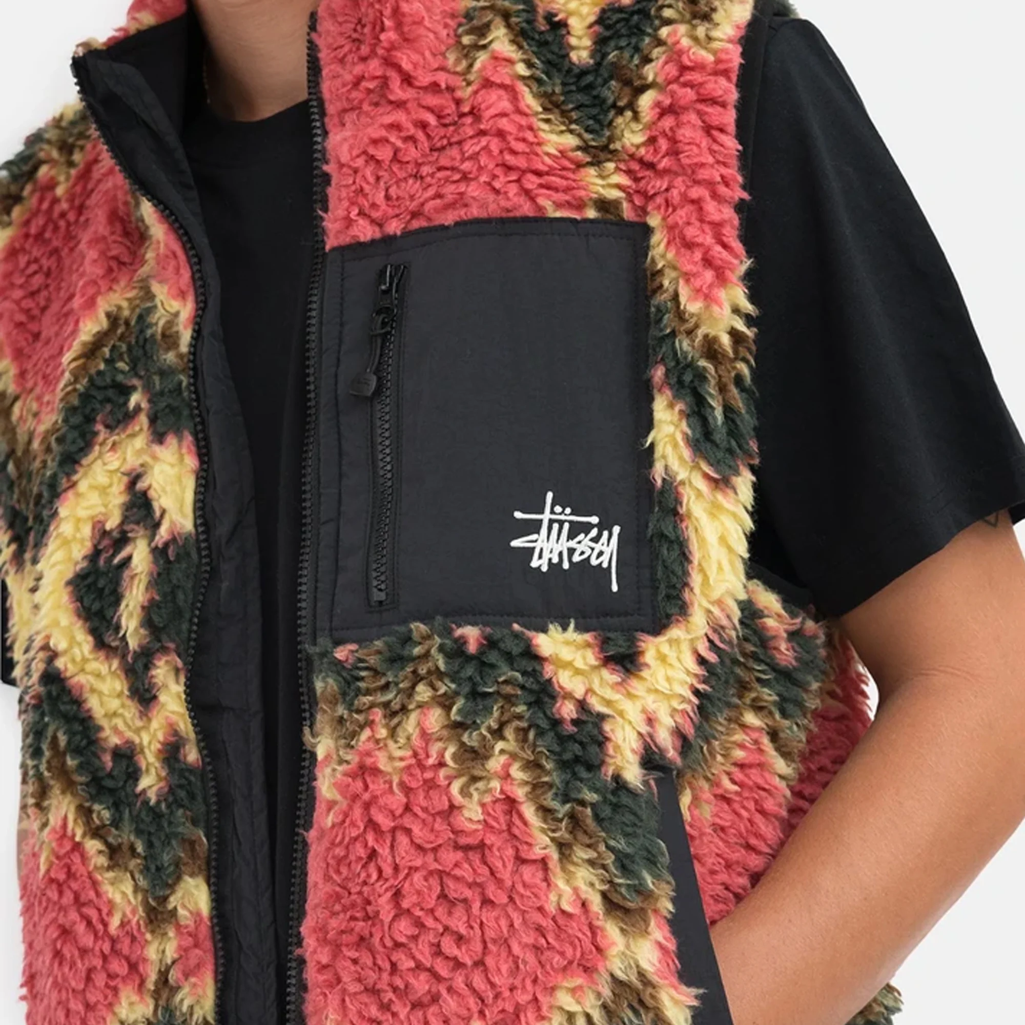 Stussy Mens Fillmore Sherpa Vest 'Mustard' - Image 4