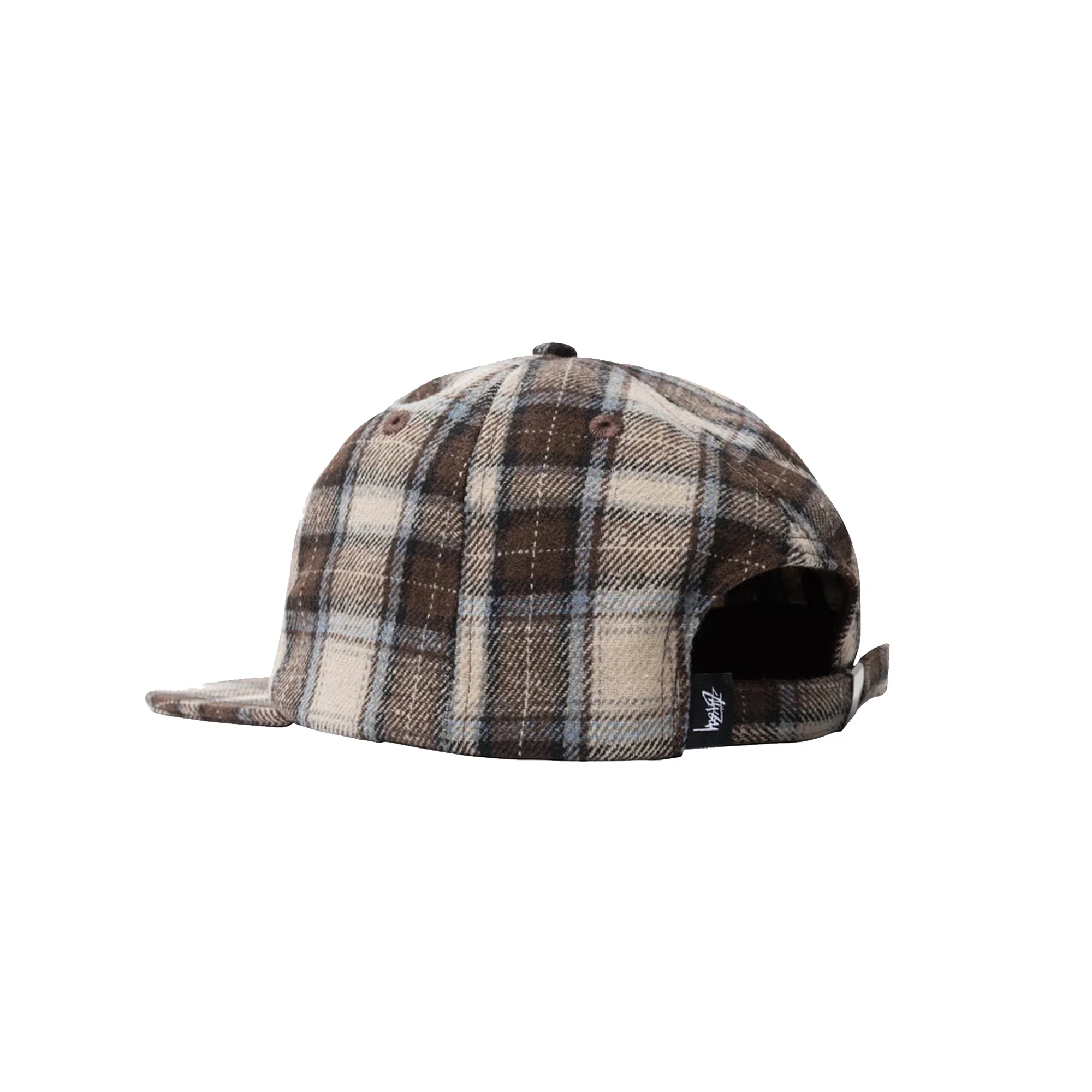 Stussy Mens Flannel Plaid Stock Strapback 'Brown' - Image 2