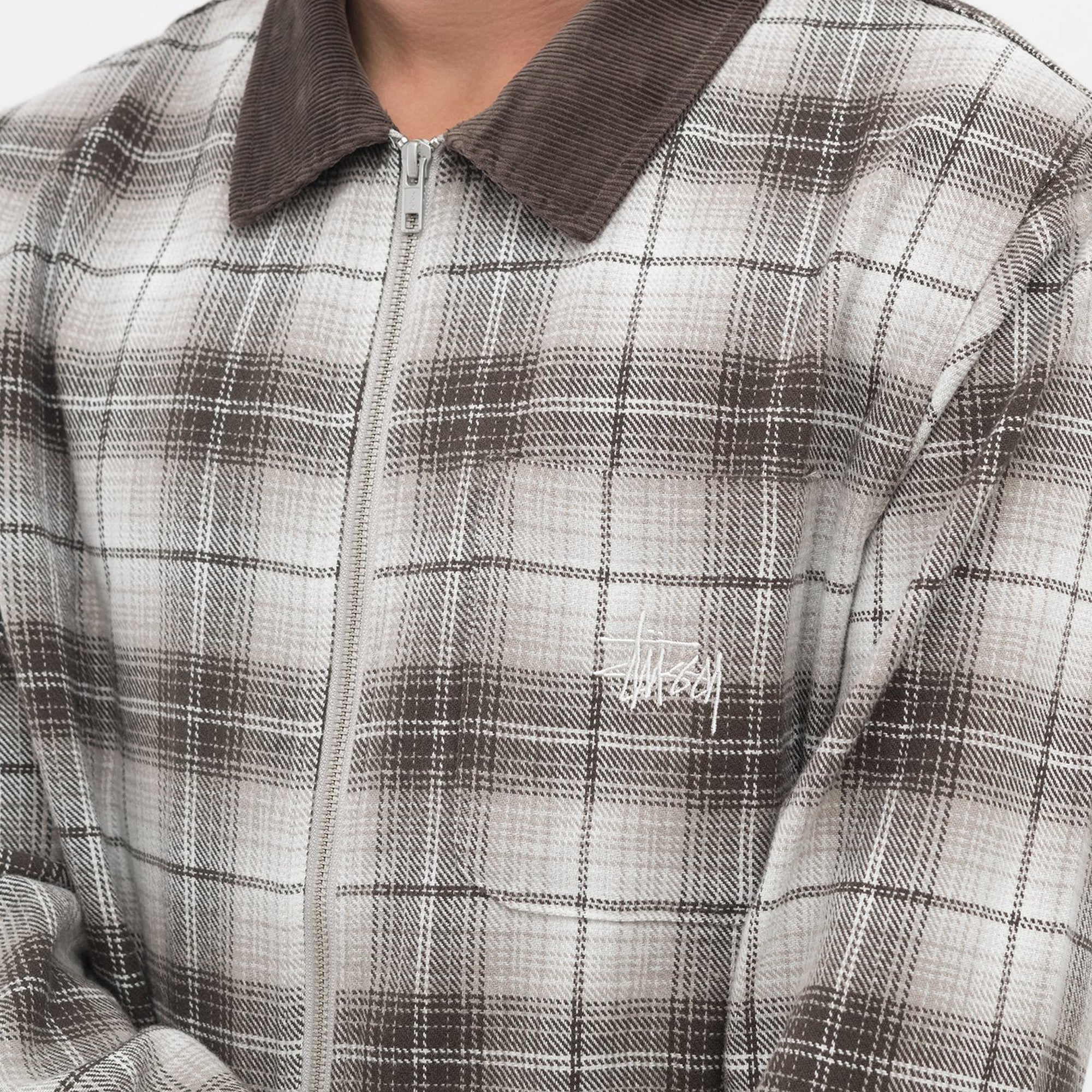 Stussy Mens Frank Plaid Zip LS Shirt 'Brown' - Image 4