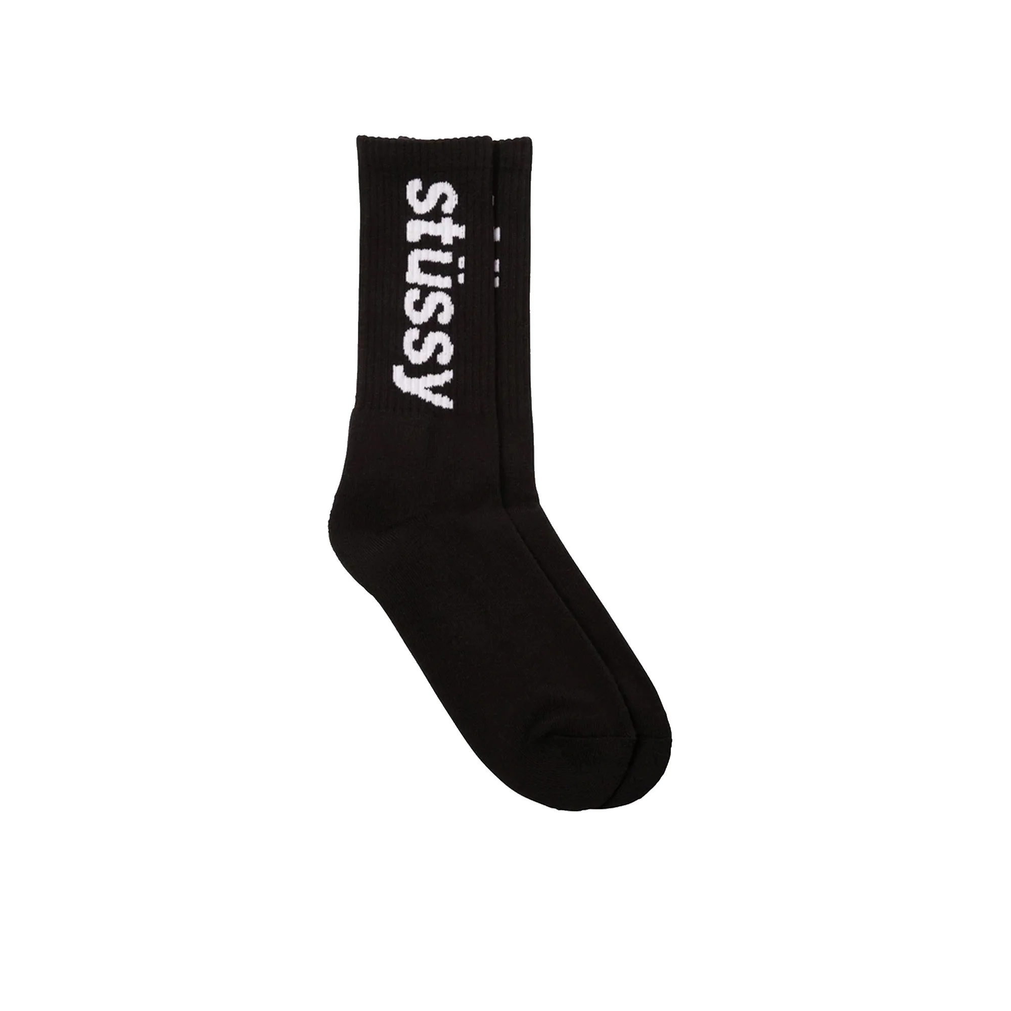 Stussy Mens Helvetica Jacquard Crew Socks 'Black' - Image 2