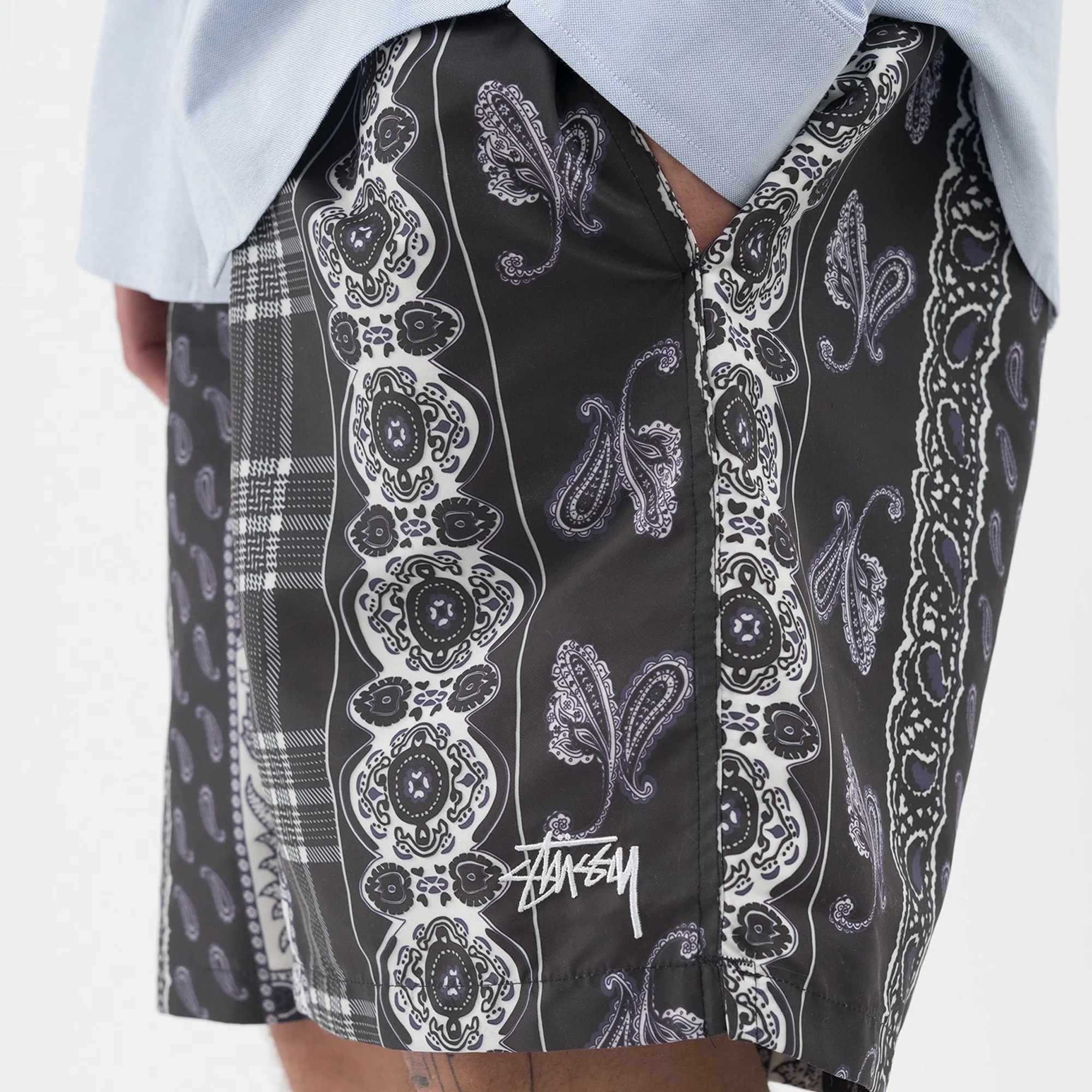 Stussy Mens Paisley Plaid Water Short 'Black' - Image 4