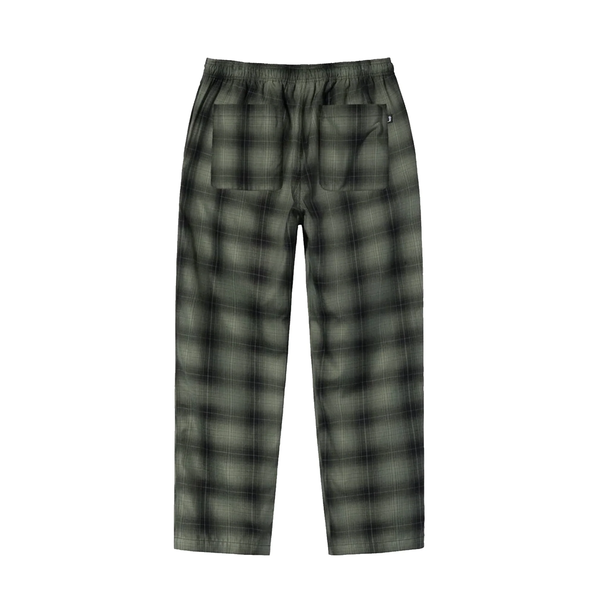 Stussy Mens Shadow Plaid Relaxed Pants 'Olive' - Image 2