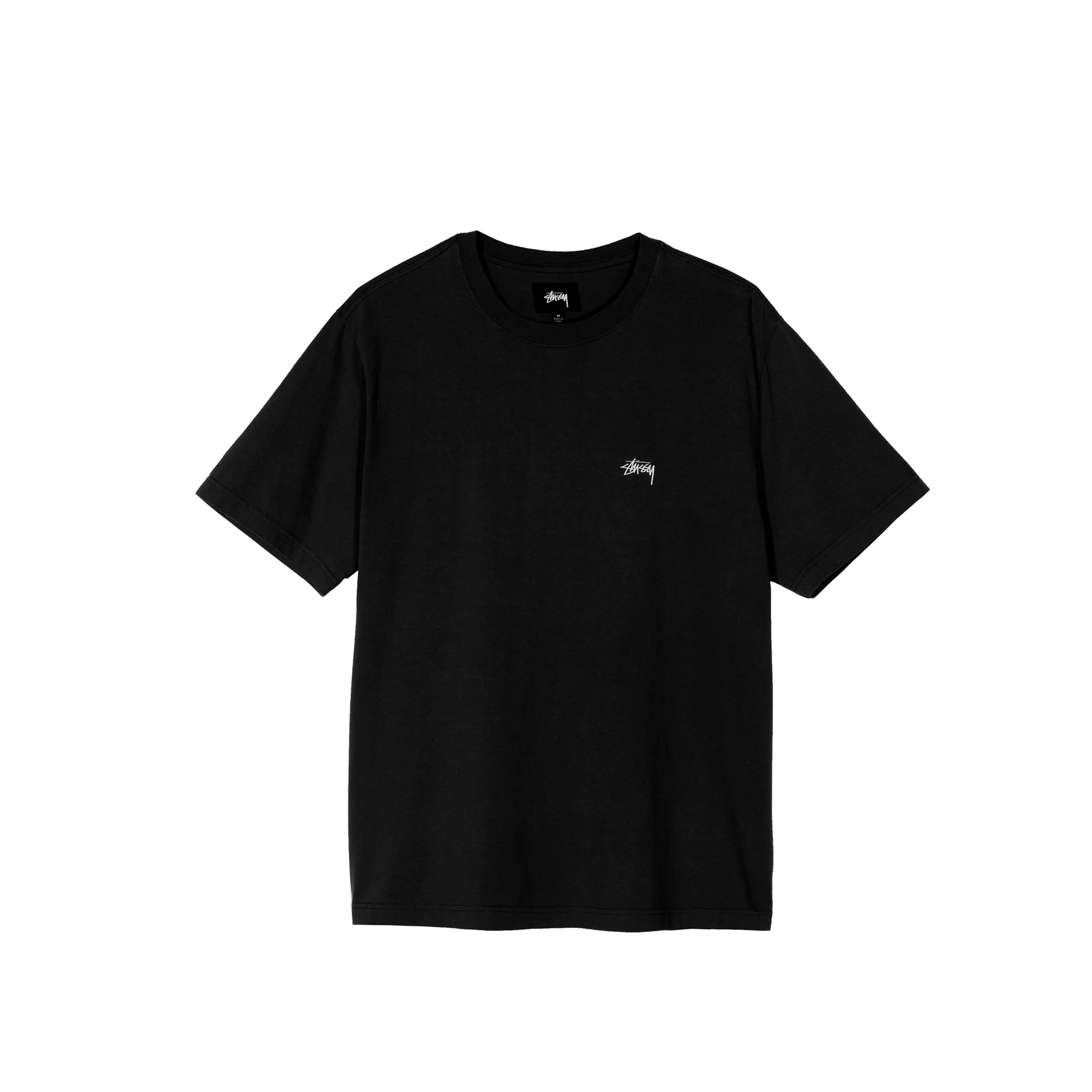 Stussy Mens Stock Logo Black SS Crew