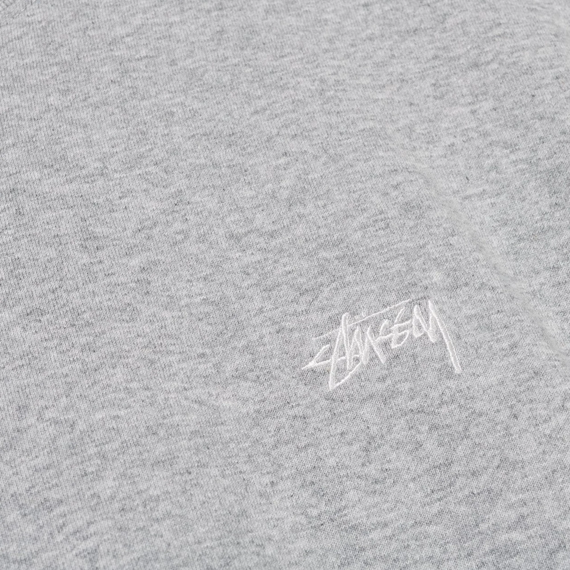 Stussy Mens Stock Logo Grey Heather SS Crew - Image 3