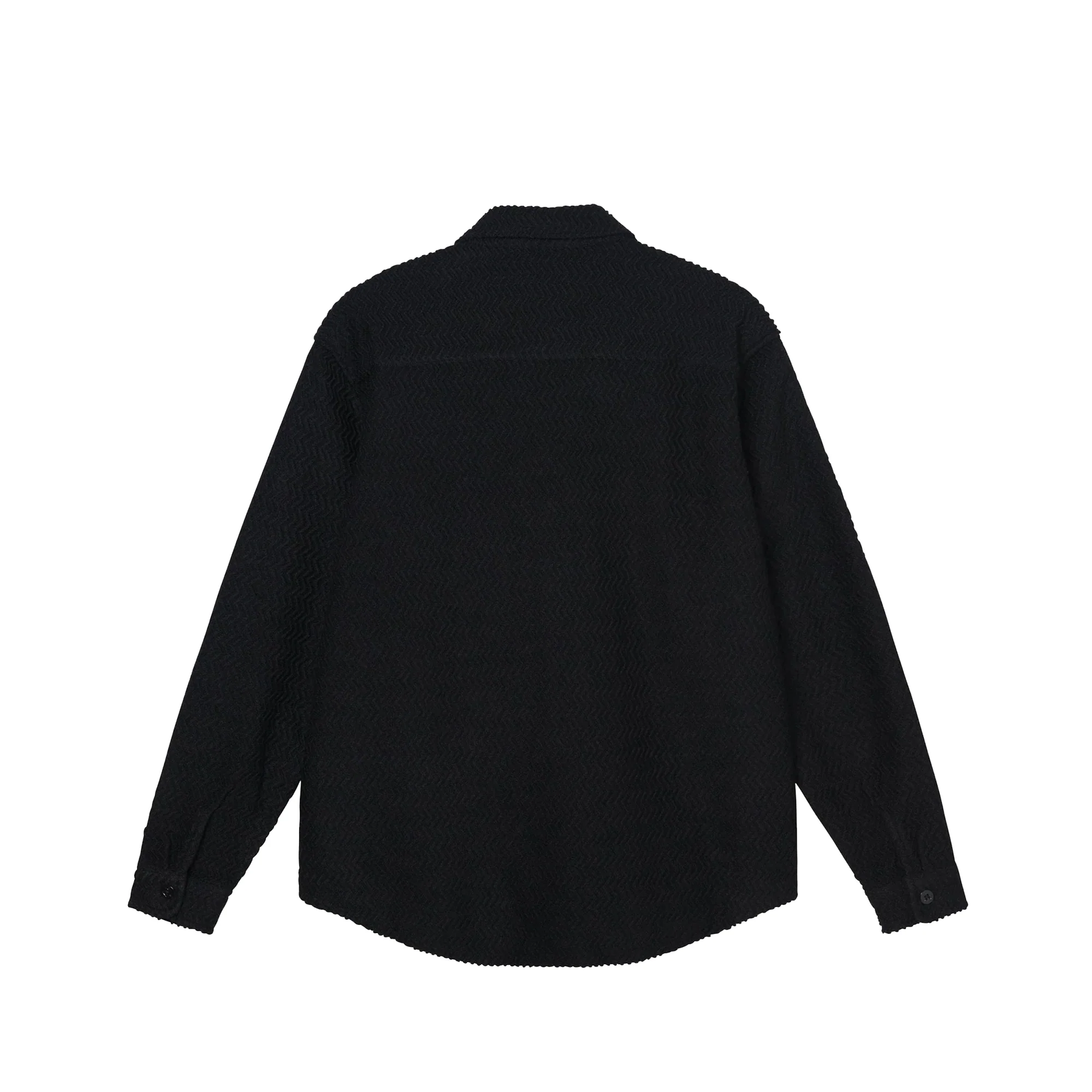 Stussy Mens Textured Wool CPO LS Shirt 'Black' - Image 2