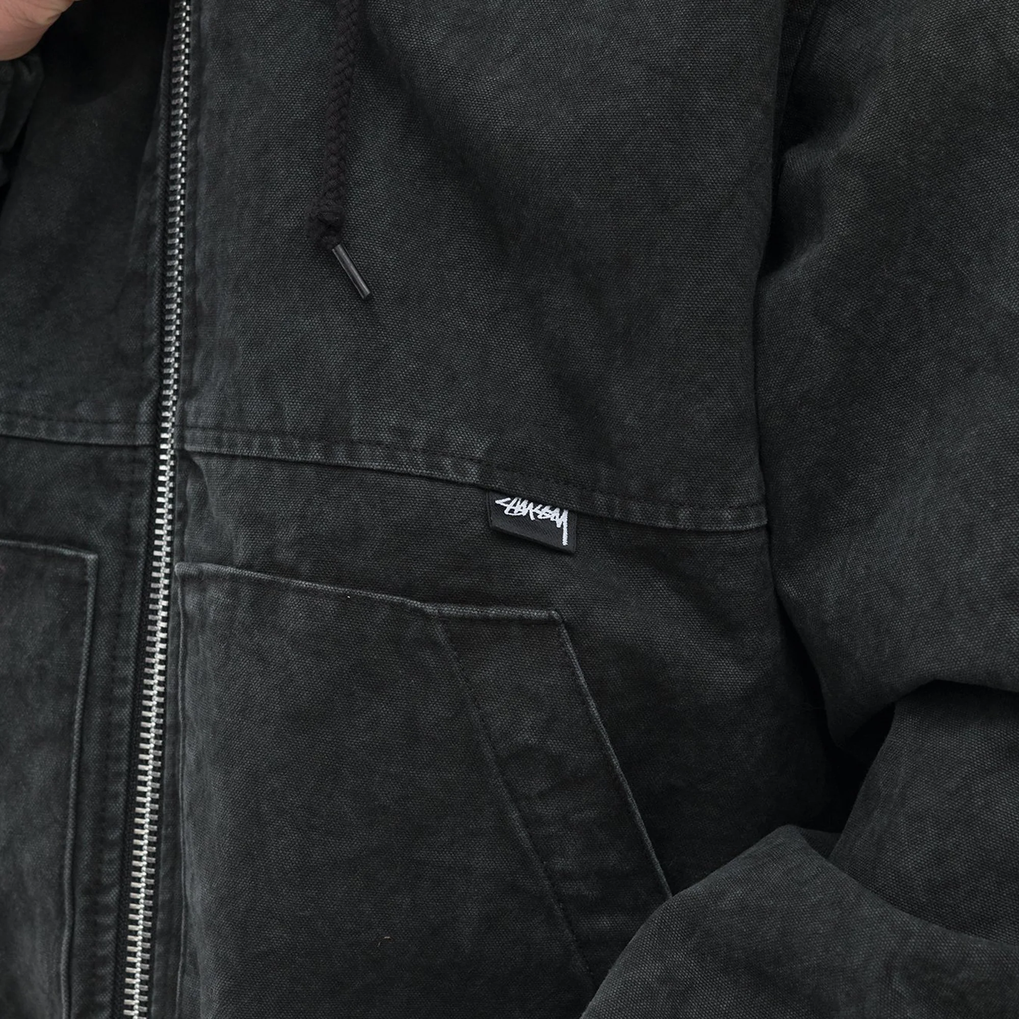 Stussy Mens Washed Canvas Insulated Jacket 'Black' - Image 4