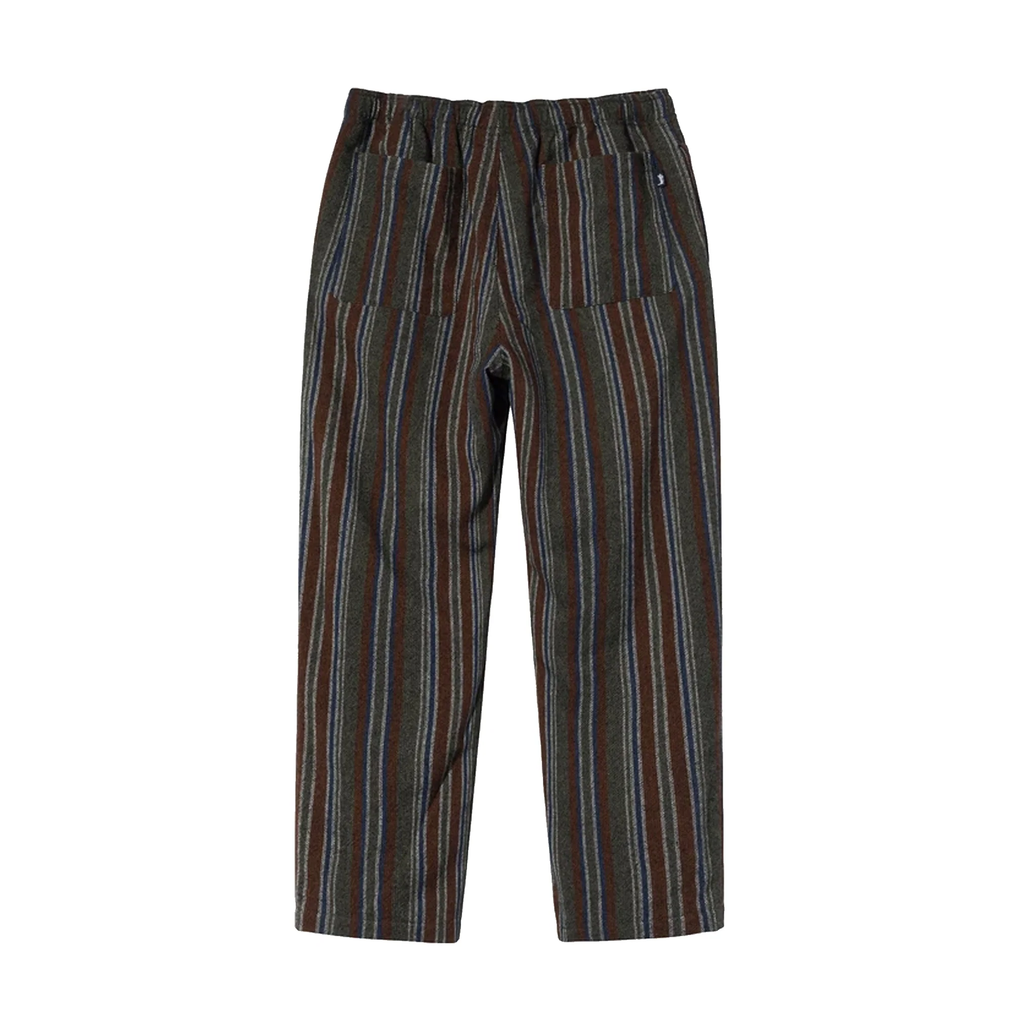 Stussy Mens Wool Stripe Relaxed Pants 'Olive' - Image 2
