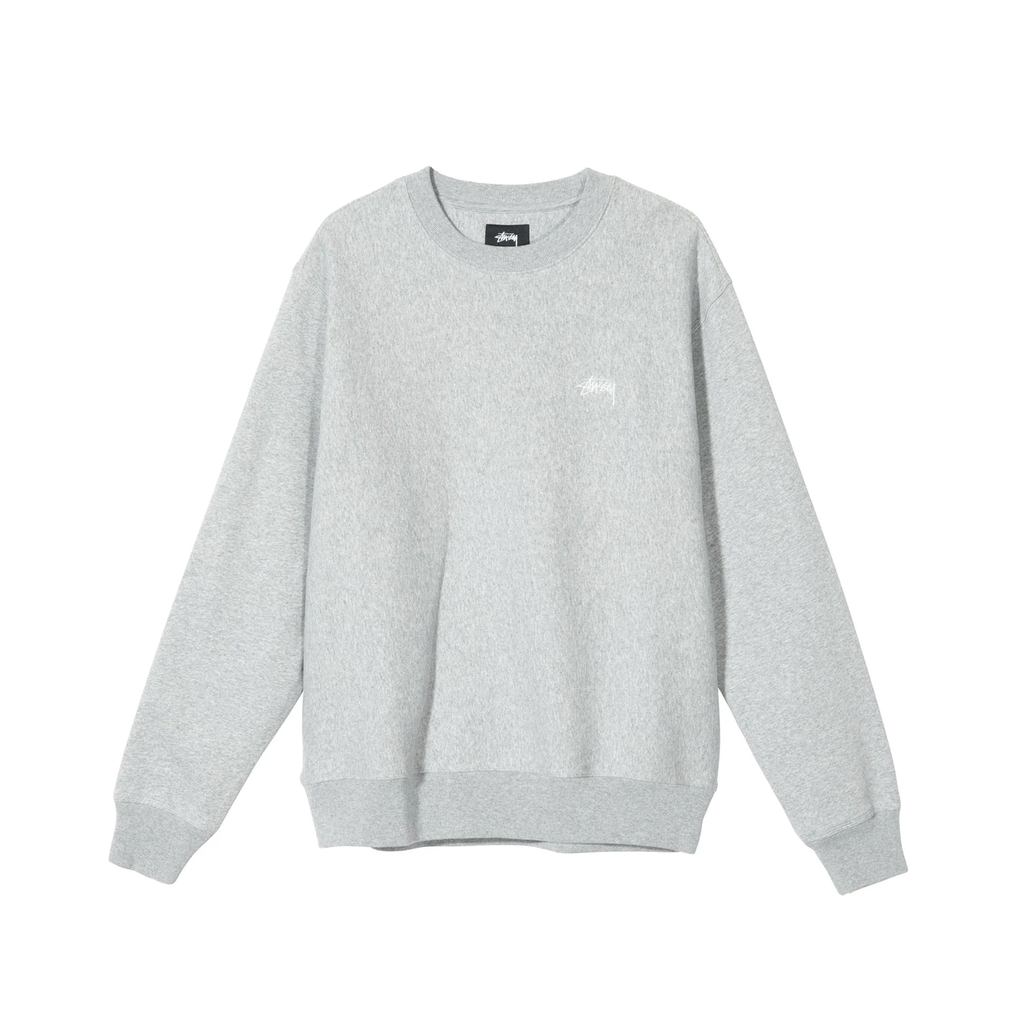 Stussy Mens Stock Logo Crew 'Grey Heather'