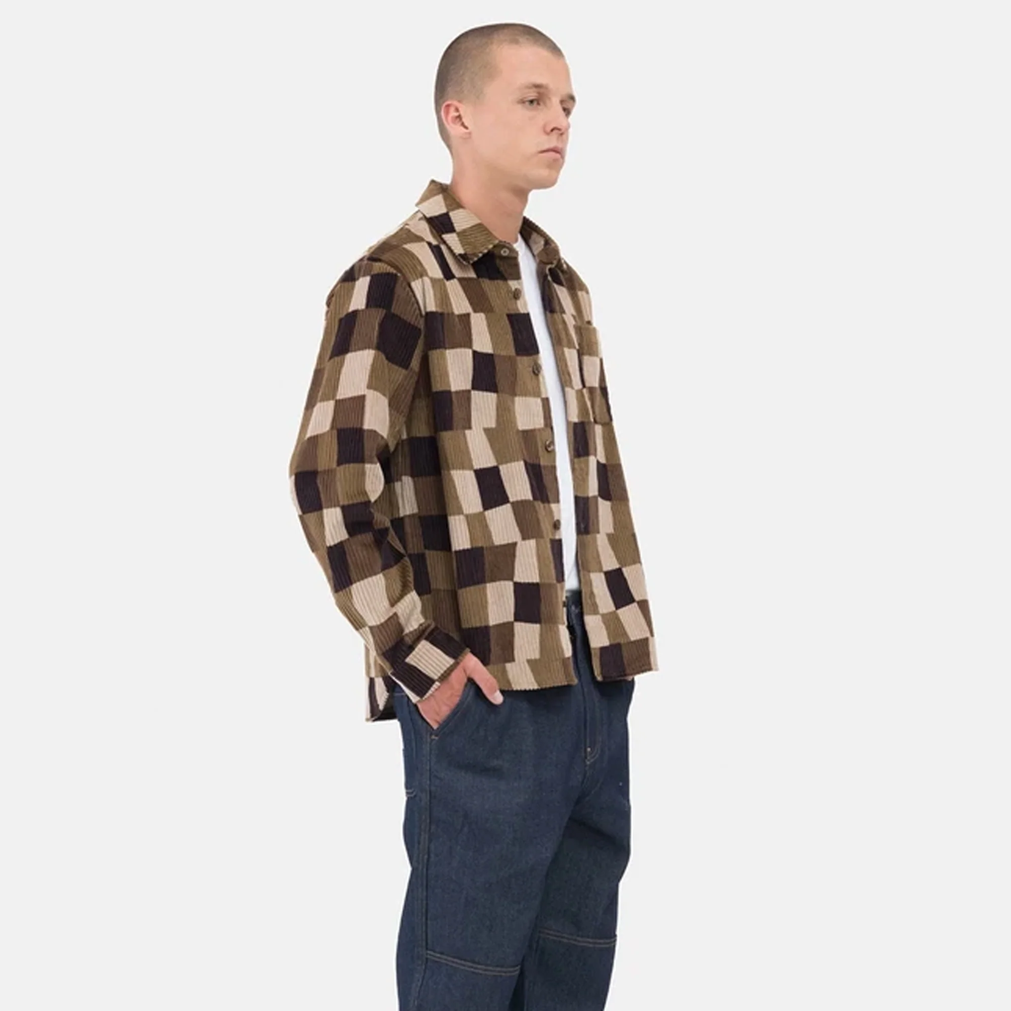 Stussy Men Wobbly Check LS Shirt 'Brown' - Image 4