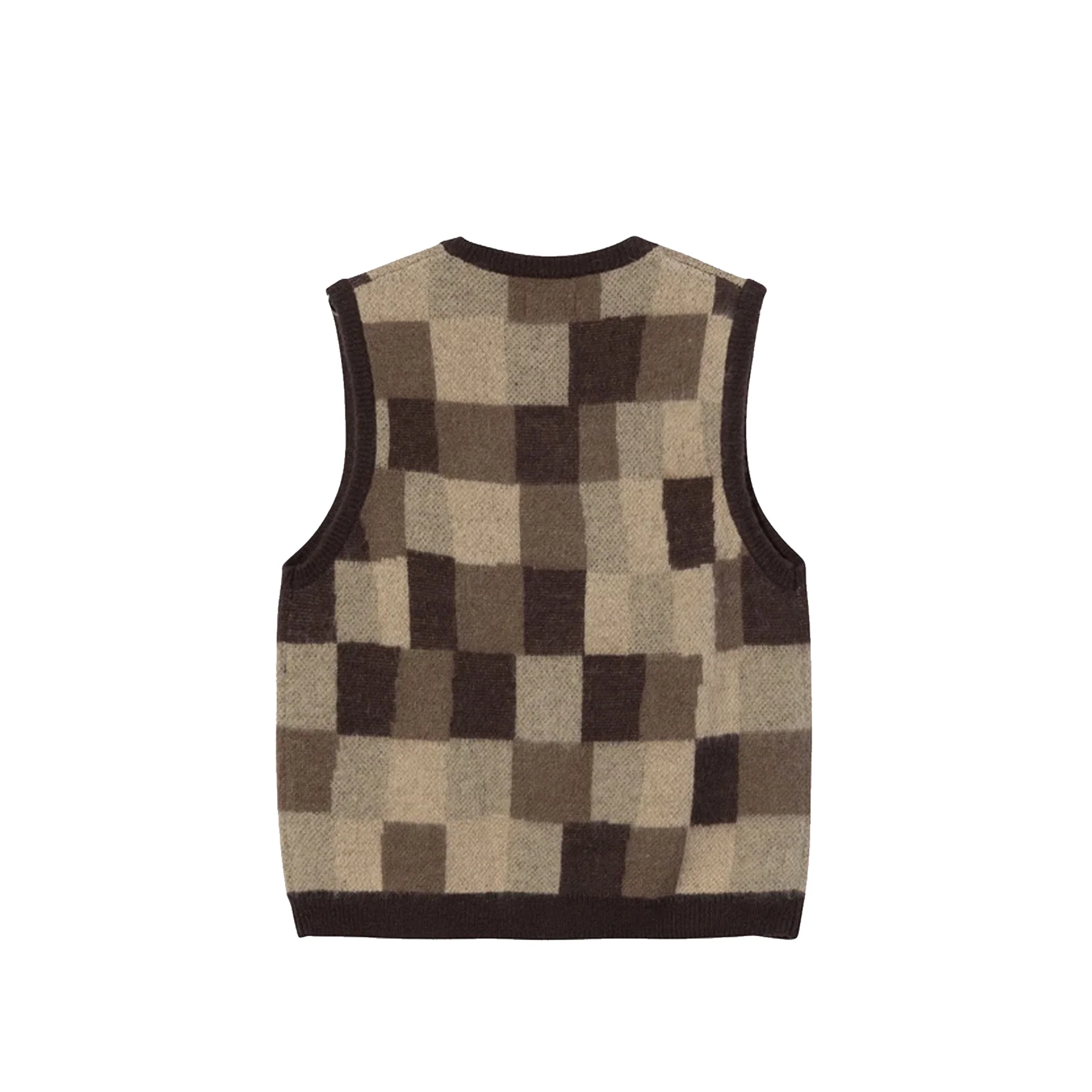 Stussy Womens Wobbly Check Sweater Vest 'Brown' - Image 2