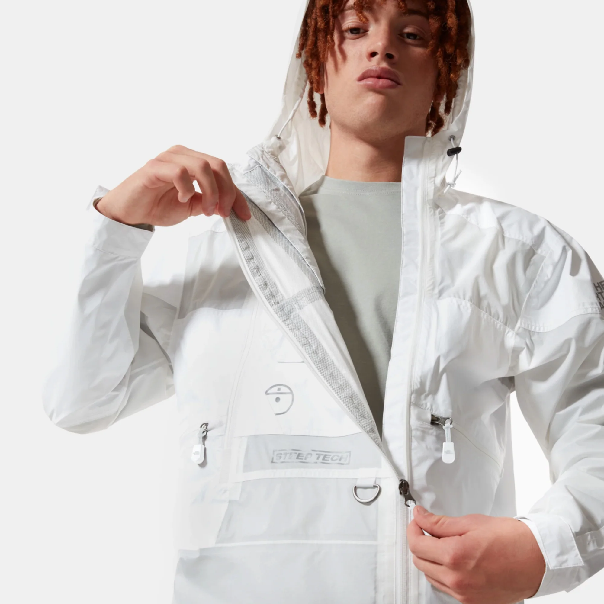 The North Face Mens Steep Tech Light Rain Jacket 'White' - Image 3