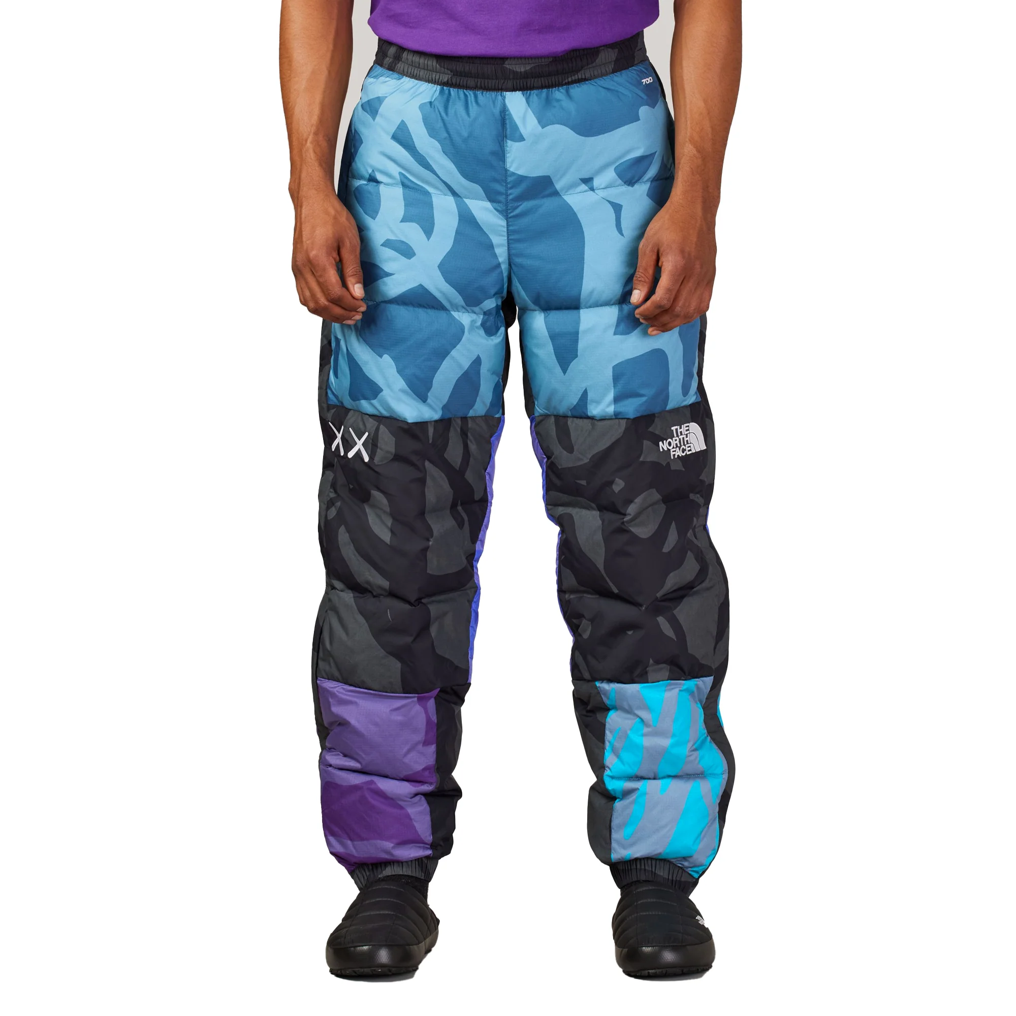 The North Face Mens XX Kaws Retro 1997 Nuptse Pants 'Blue Nuptse Print' - Image 2