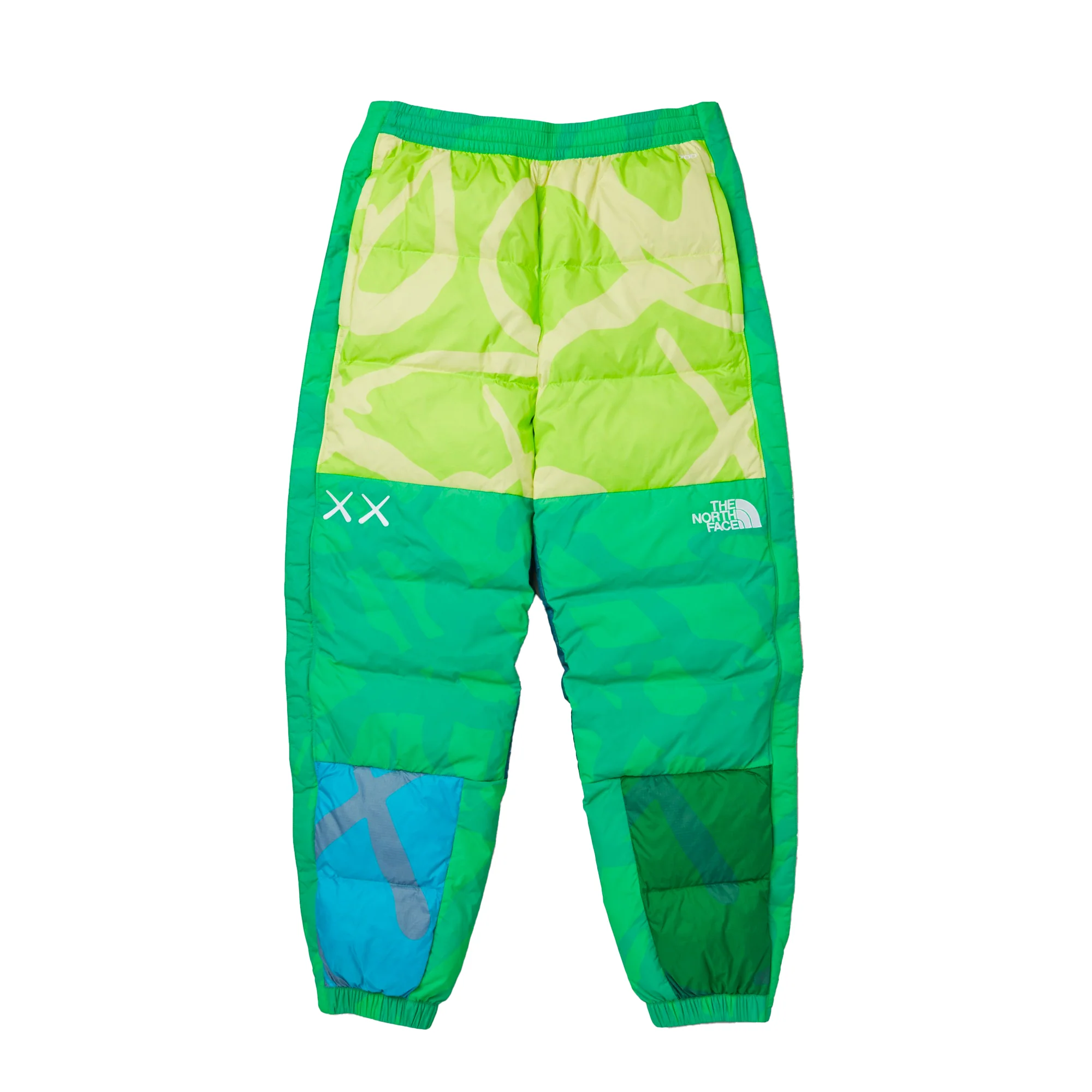 The North Face Mens XX Kaws Retro 1996 Nuptse Pants 'Safety Green Nuptse Print'