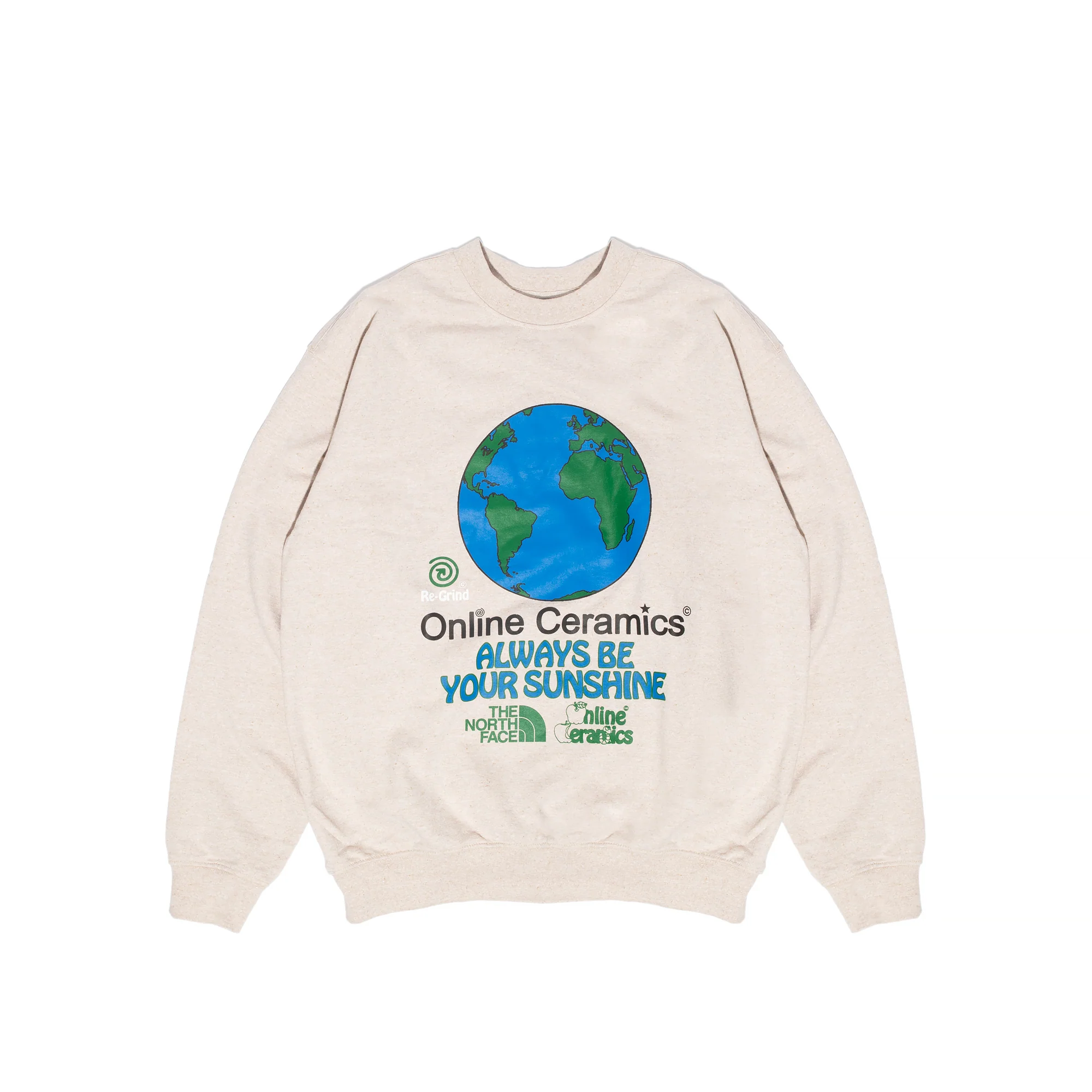 The North Face X Online Ceramics Mens Graphic Crew Sweatshirt White Regrind