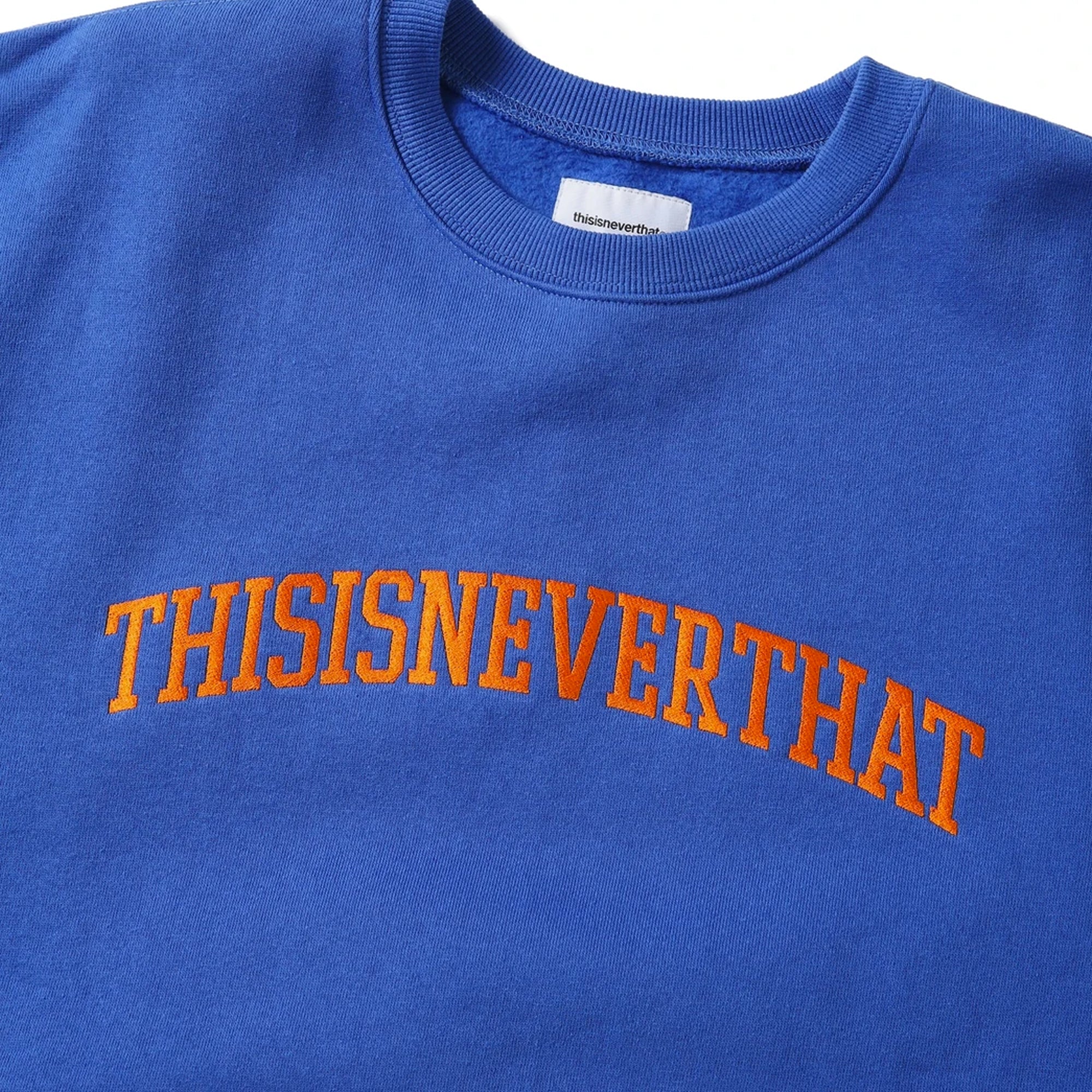 THISISNEVERTHAT Mens Arch-logo Crewneck 'Blue' - Image 3