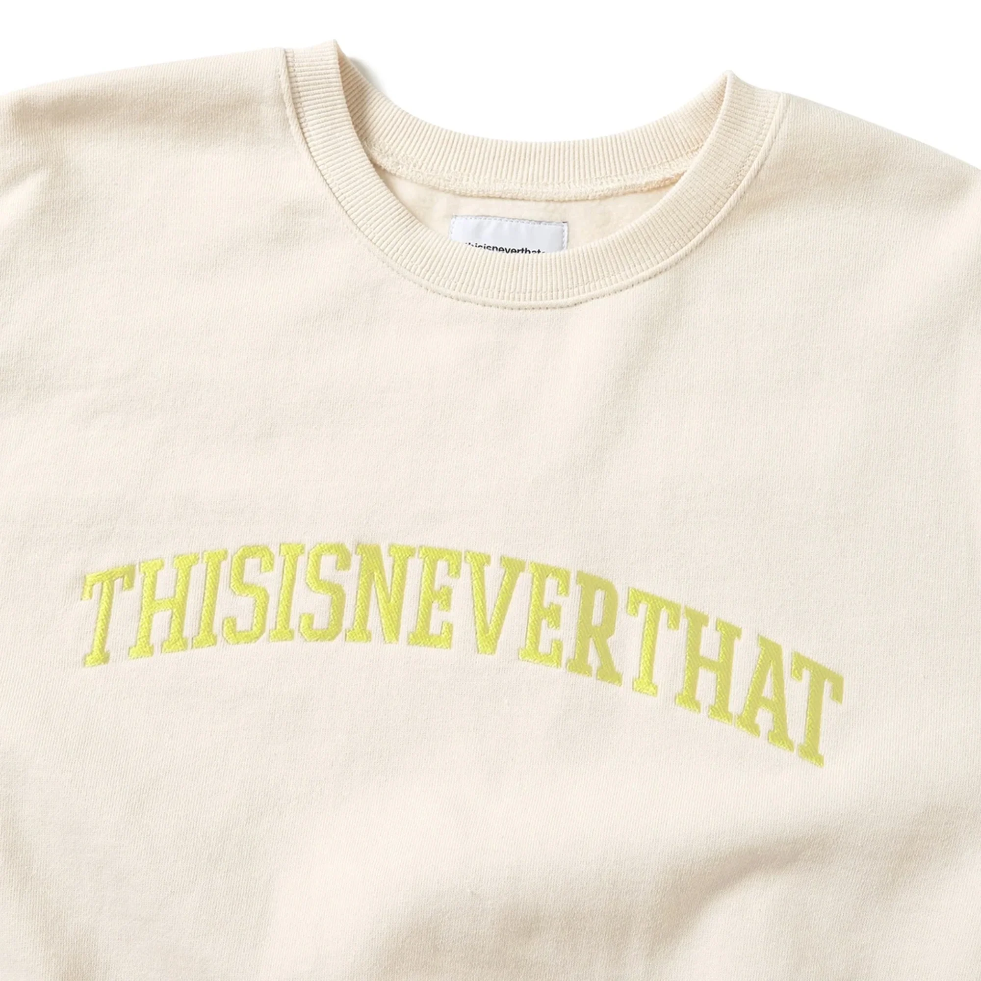THISISNEVERTHAT Mens Arch-logo Crewneck 'Ivory' - Image 3
