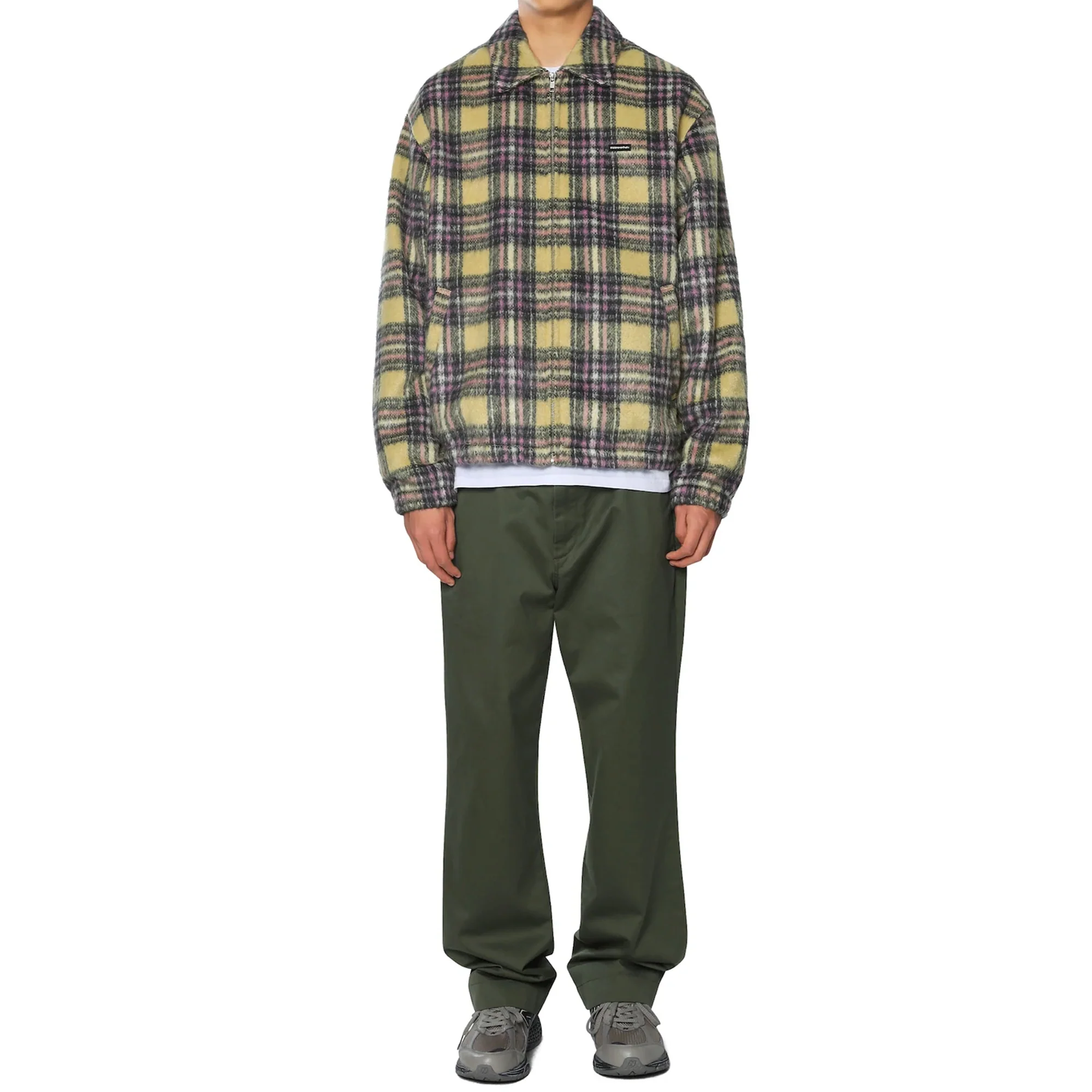Thisisneverthat Mens Brushed Check Zip Jacket 'Yellow' - Image 4