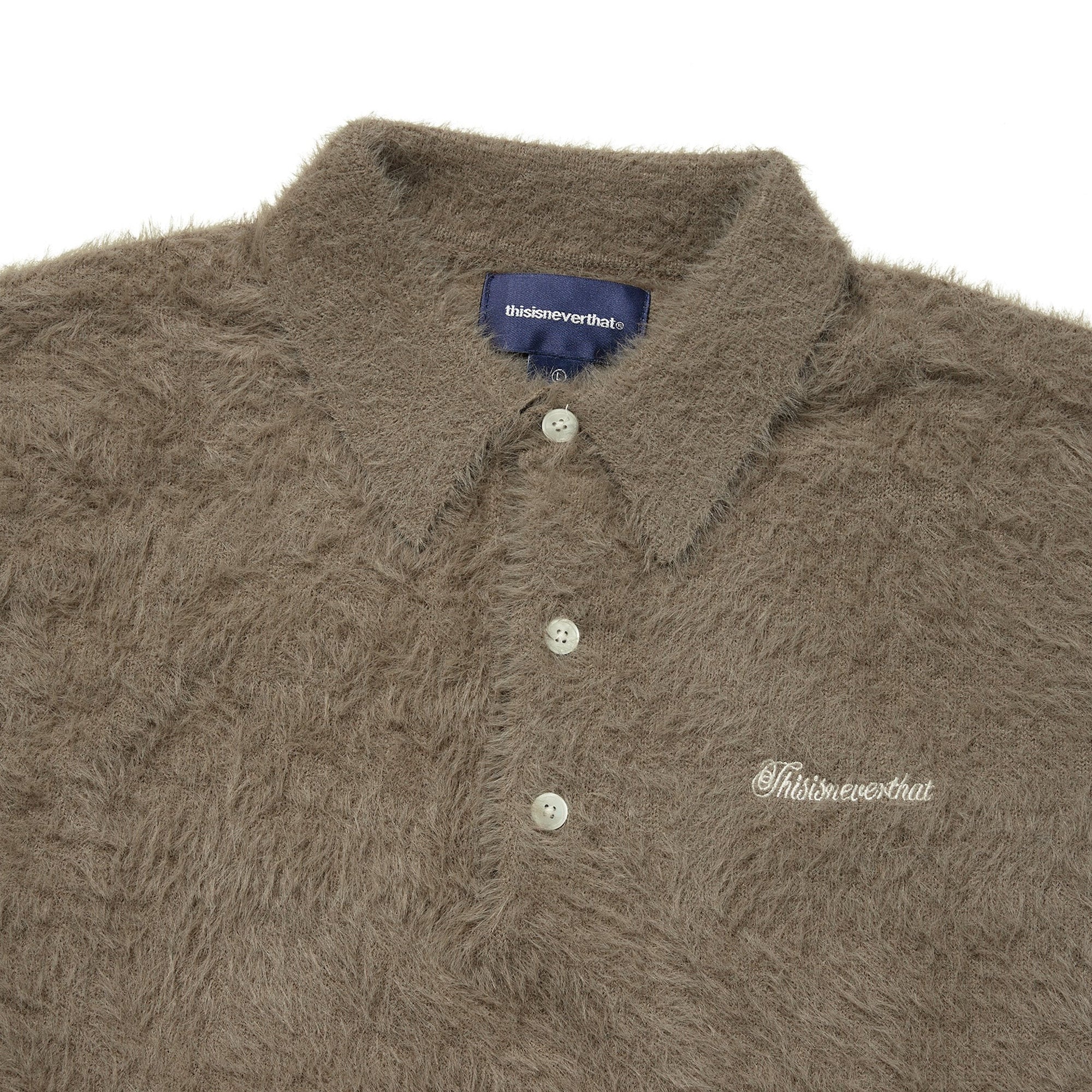 Thisisneverthat Mens SCT-Logo Shaggy Knit Polo Sweater - Image 2