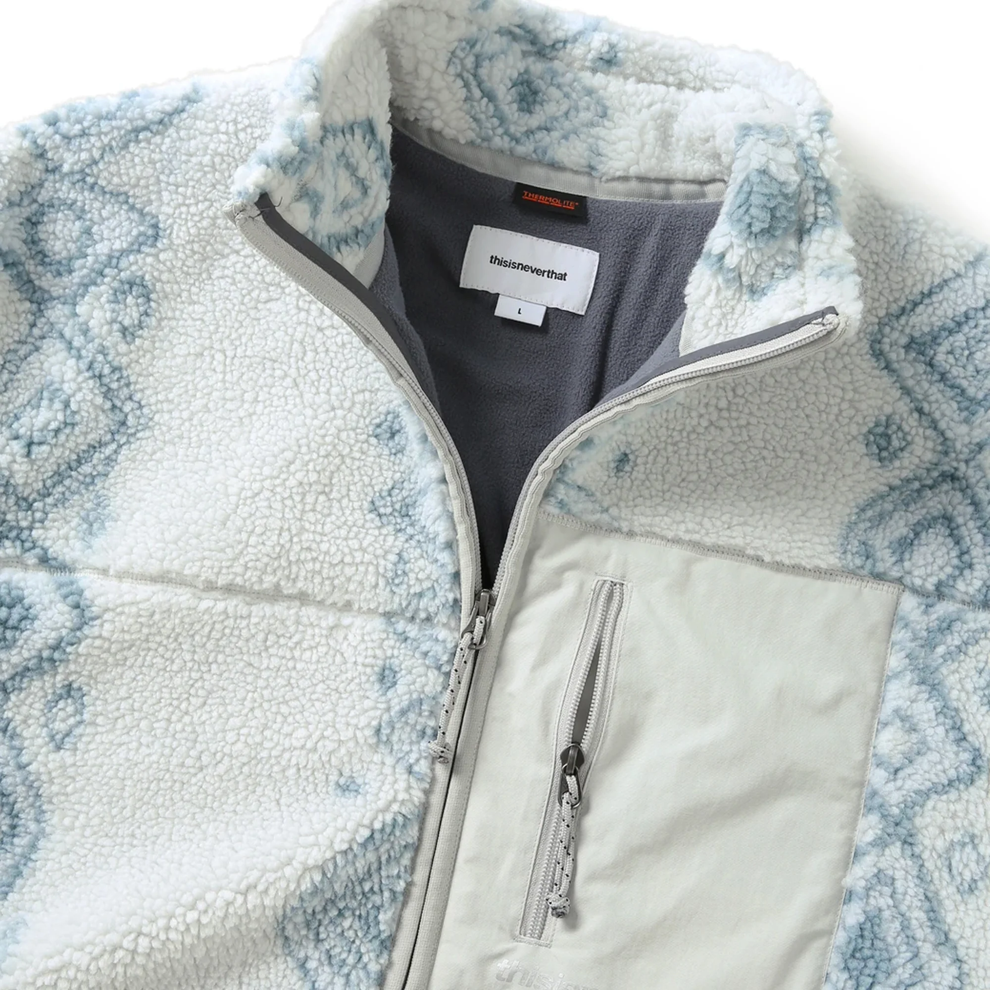 THISISNEVERTHAT Mens Sherpa Fleece Jacket 'Stone' - Image 2