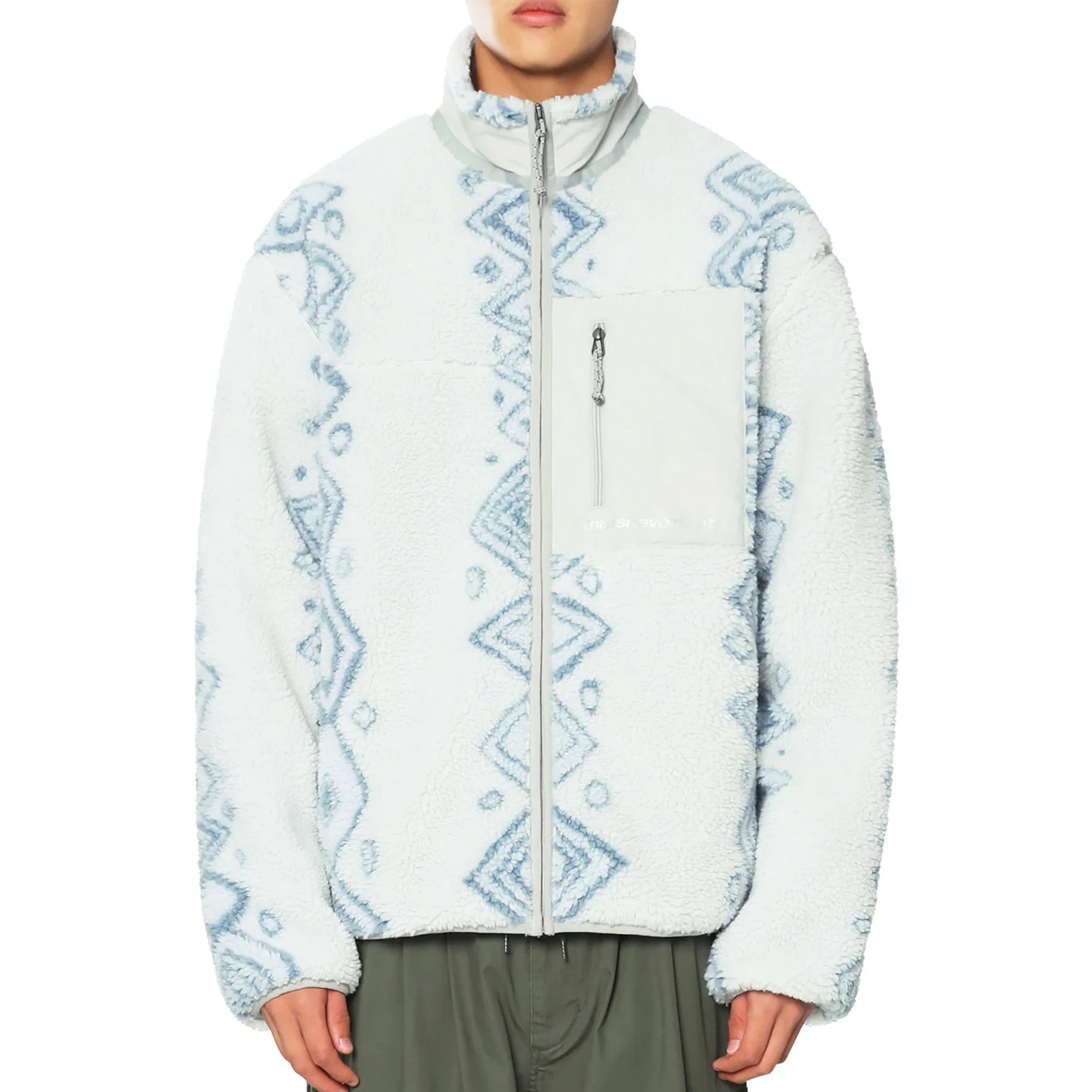 THISISNEVERTHAT Mens Sherpa Fleece Jacket 'Stone' - Image 4