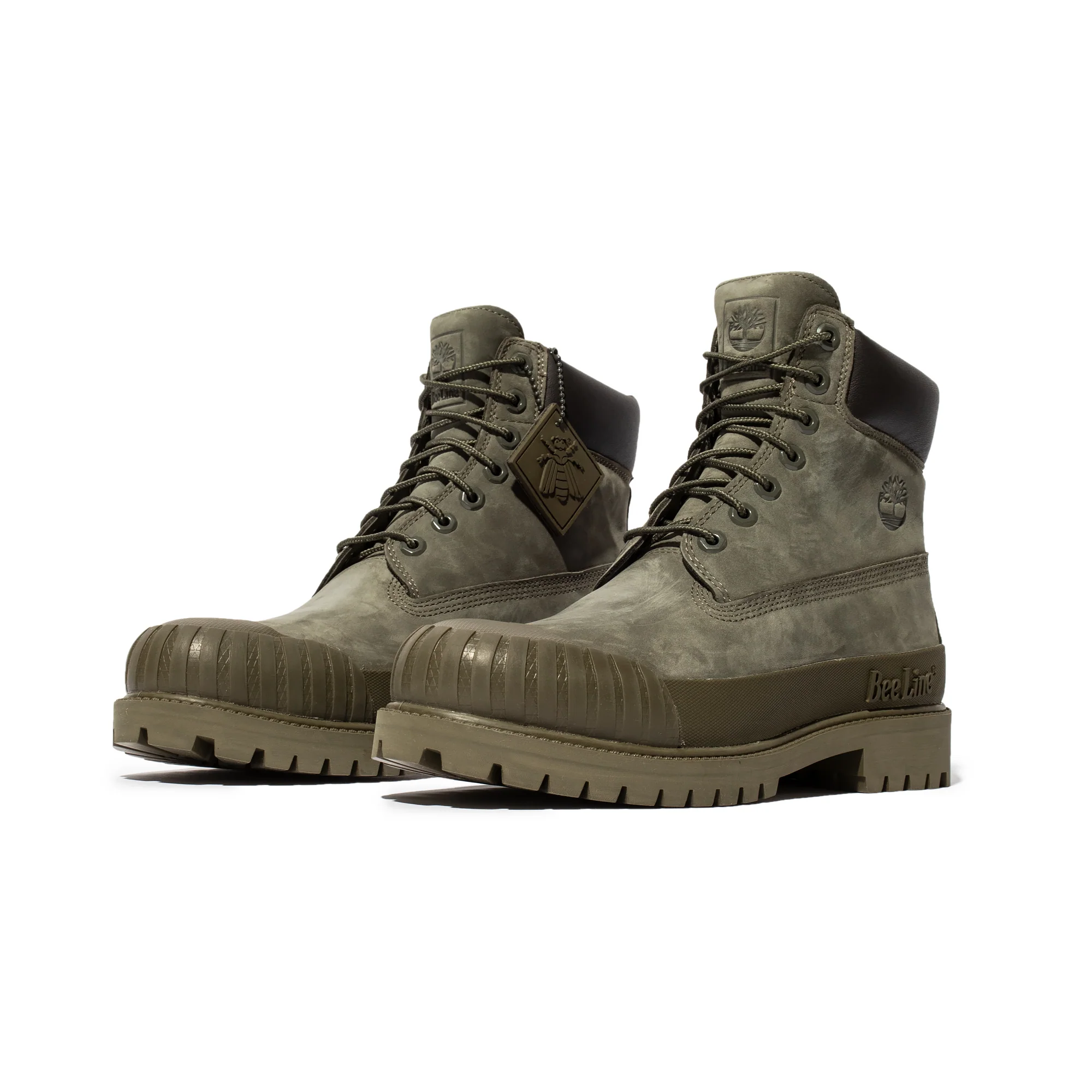 Timberland x Beeline Mens 6" Prem Rubber Toe WP Shoes 'Dk grn/grn' - Image 2