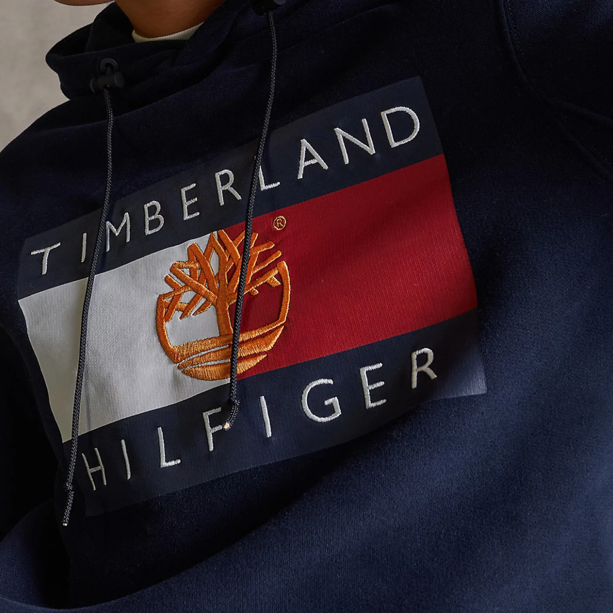 Tommy Hilfiger x Timberland Mens RM Flag Hoodie 'Desert Sky' - Image 3